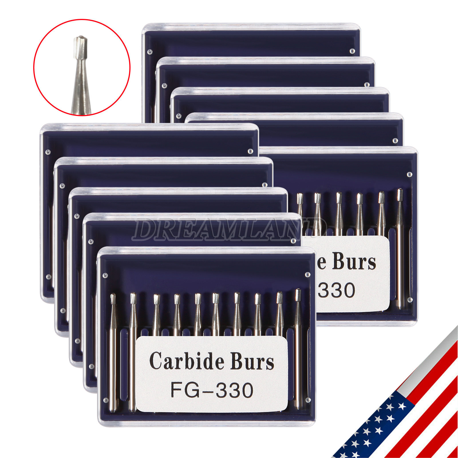 FG330 SANDENT Carbide Burs Friction Grip (100-10) Bur Dental USA