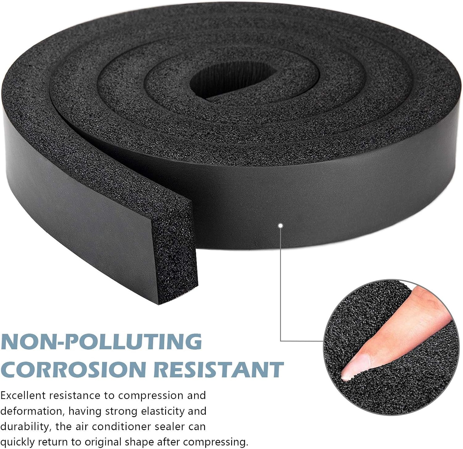 13Ft NBR+PVC Air Conditioner Foam Seal Insulating Strip 2 Roll 1 X 1 Inch 6.5 Fe