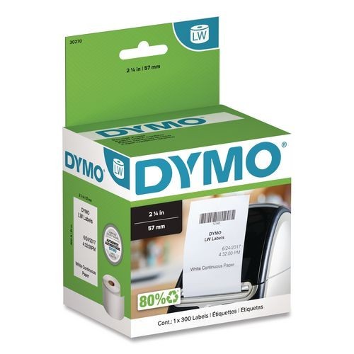DYMO LabelWriter Continuous-Roll Receipt Paper, 2.25″x300 ft, White, 5 Rolls/PK