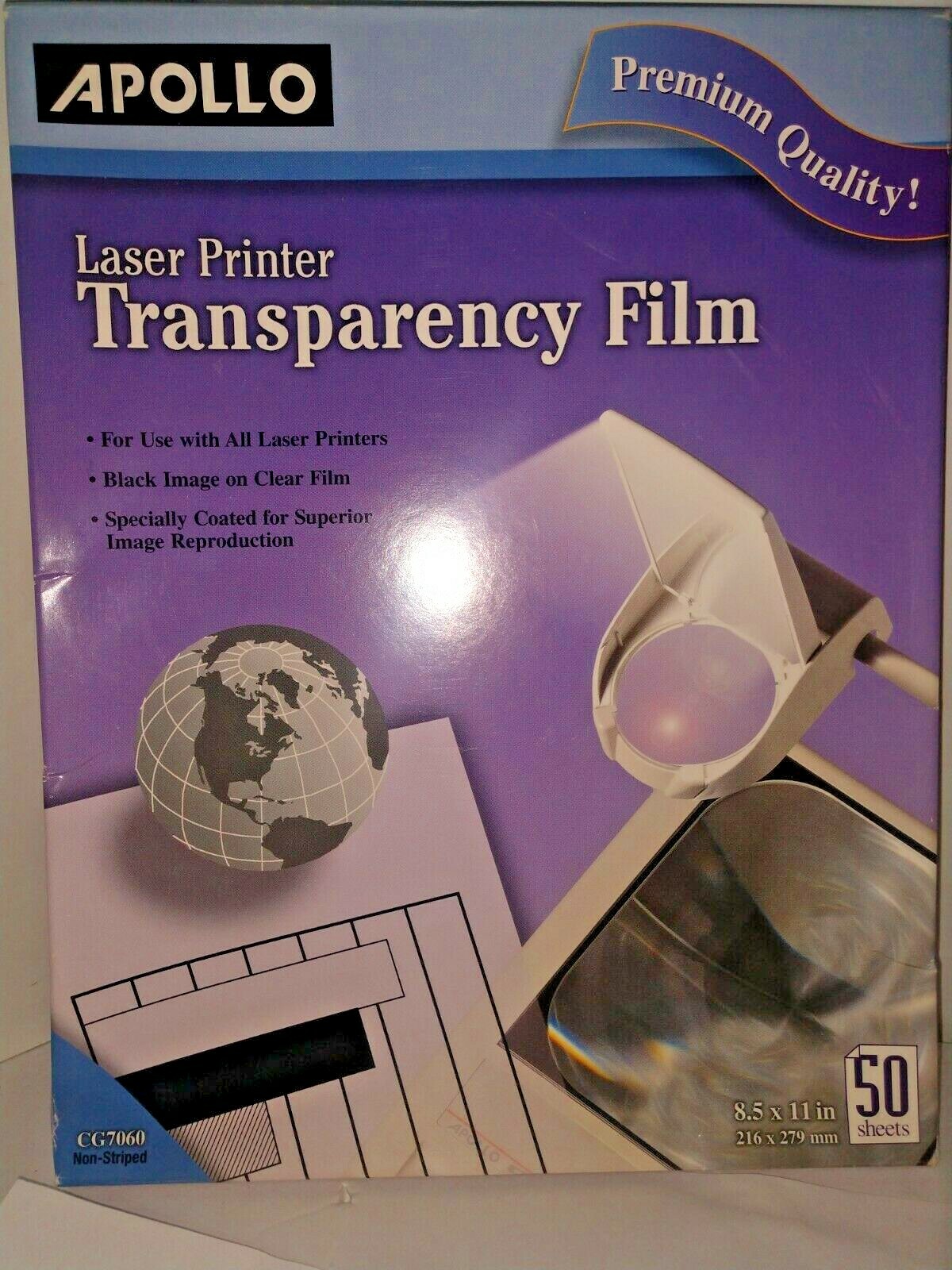 APOLLO LASER PRINTER TRANSPARENCY FILM CG7060 FOR ALL LASER PRINTERS