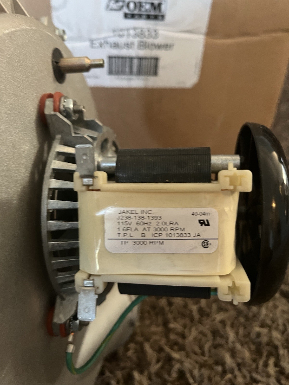 ICP 1013833 Inducer Motor Assembly, Jakel Inc.
