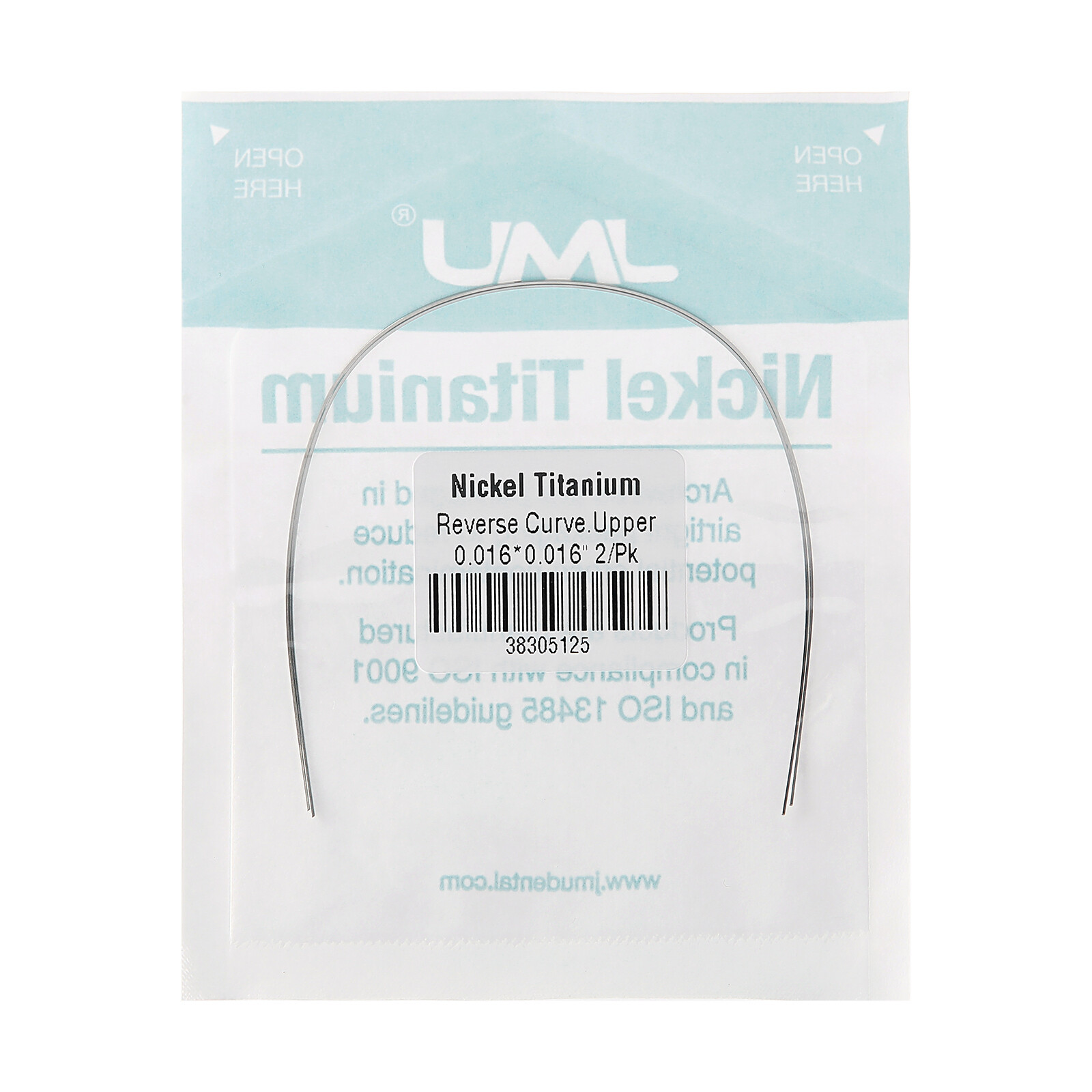 JMU Dental Ortho Niti Arch Wires Reverse Curve Round Shape, 2pcs Super Elastic