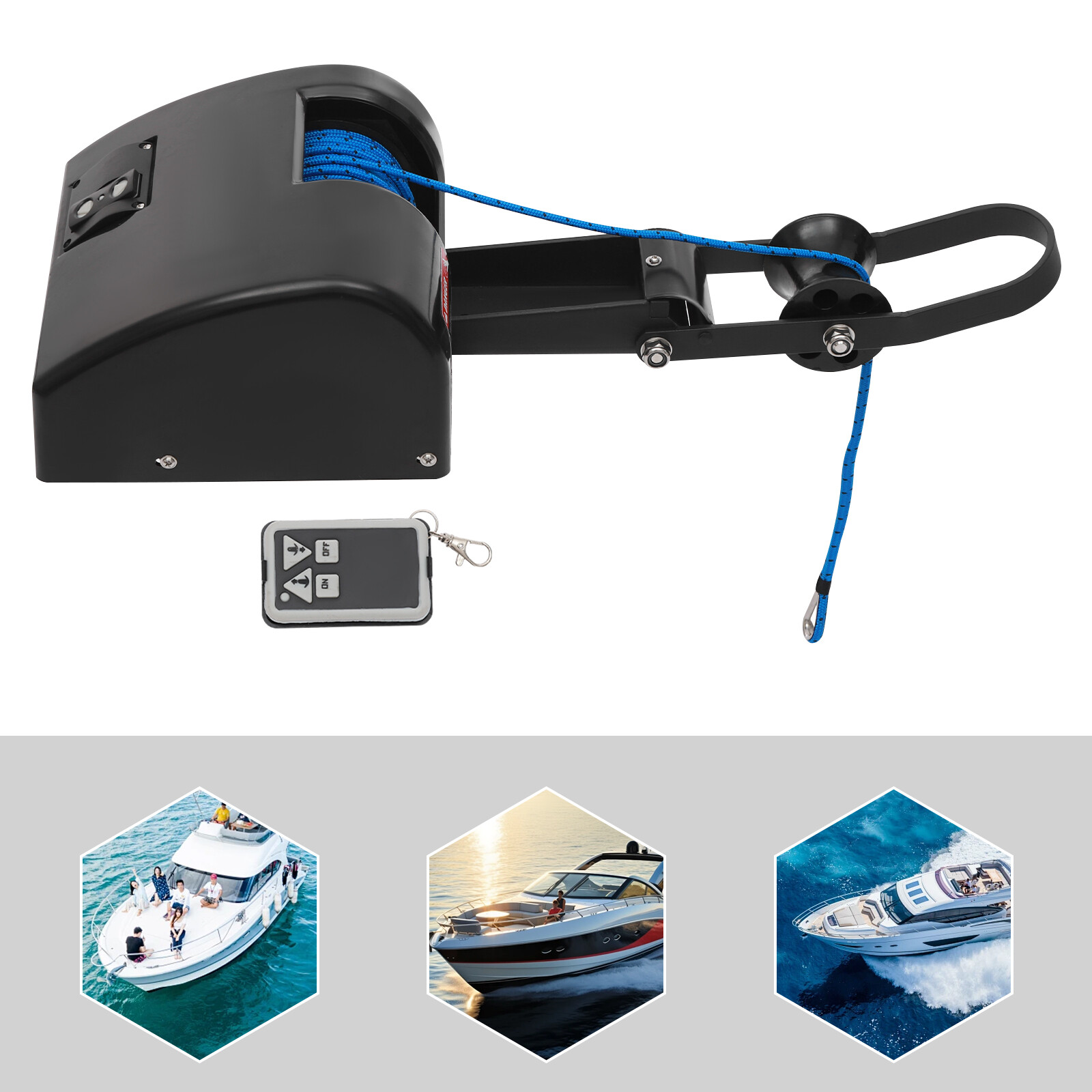 35 LBS Electric Anchor Winch with Roller & Remote Control for Boat Marine Winch