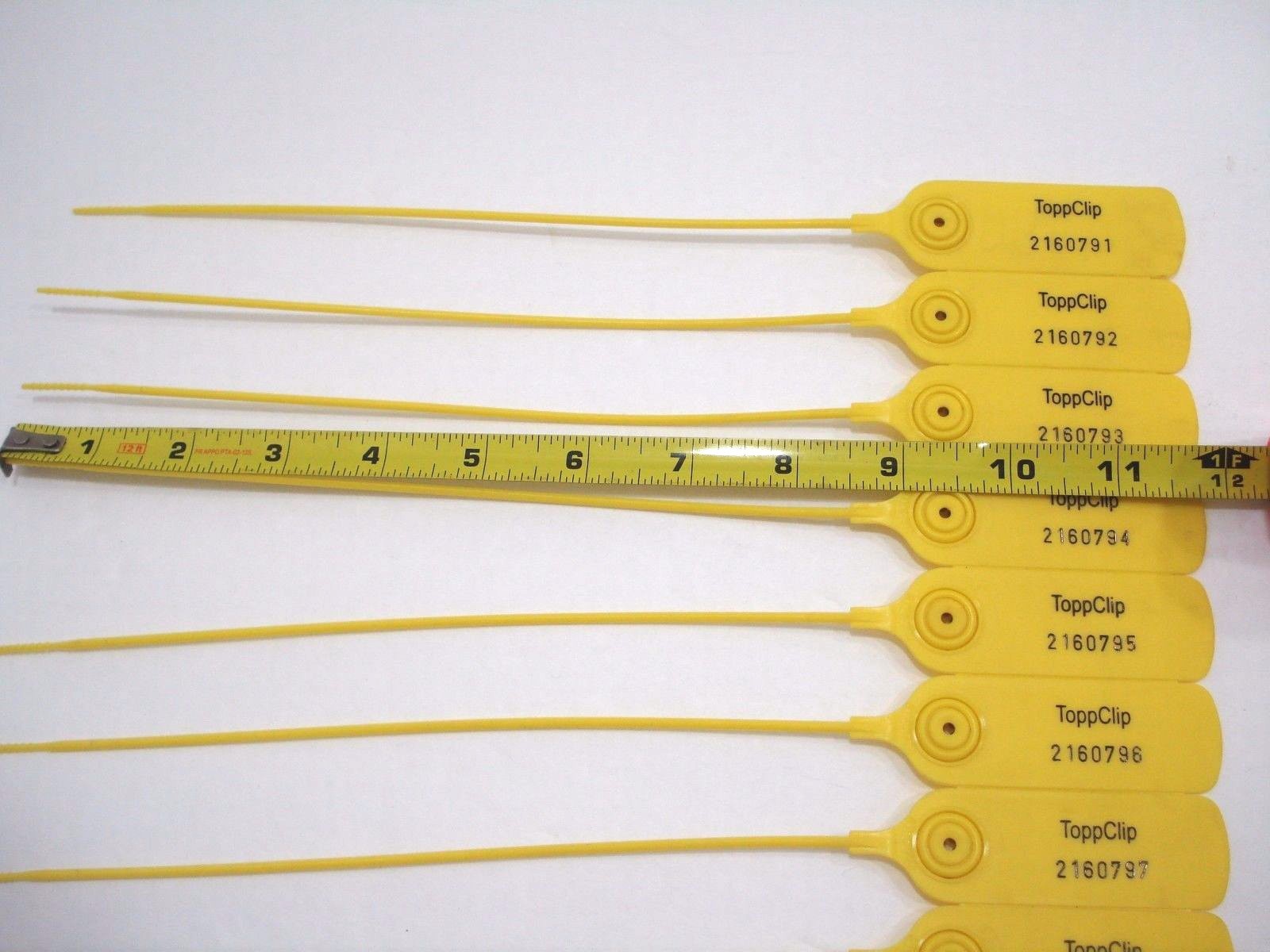 ToppClip 10 Yellow Plastic Security Pull Tight Seals Numbered New