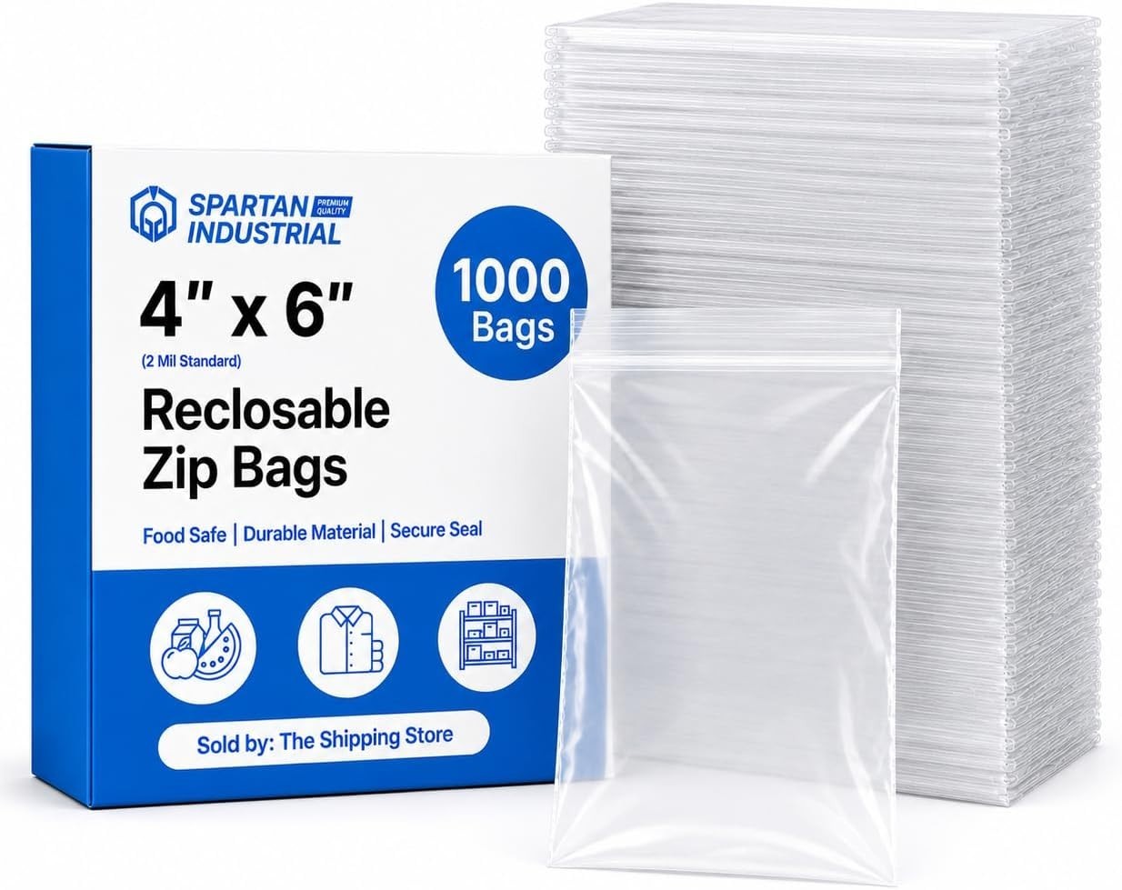 1000 Pack 4×6 Clear Ziplock Poly Bags – Resealable 2 Mil