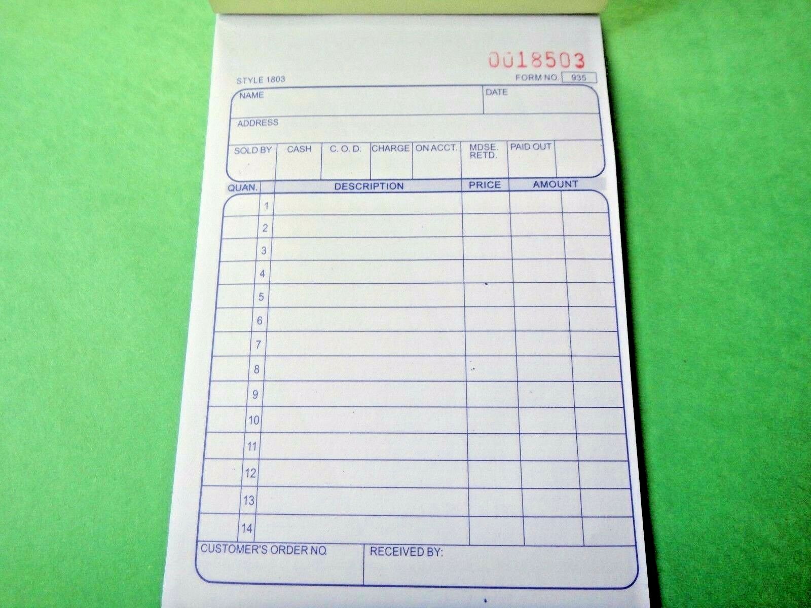 New Sales Order Book Receipt Invoice Duplicate 50 sets Form Carbonless US Seller