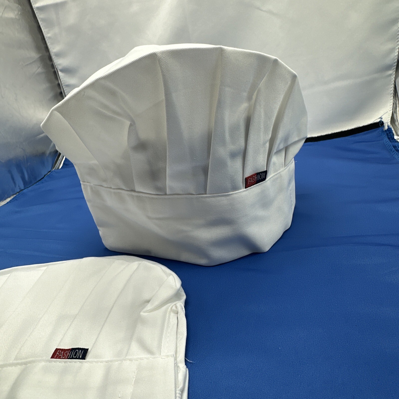 2 Chef Hat White Fashion Brand Fits 22 Inch With Elastic Stretch To 24 Inch NIP