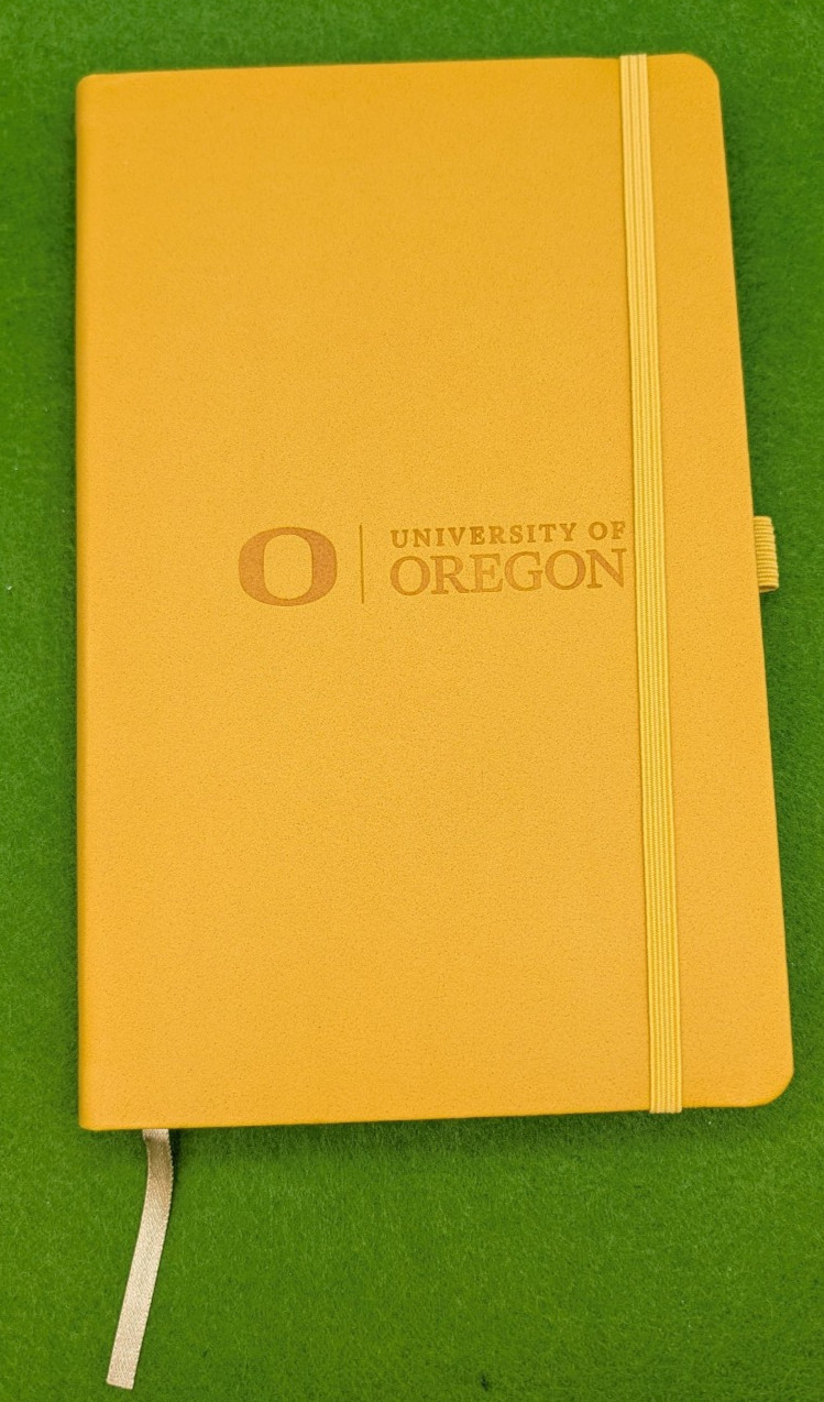 UO Ducks University of Oregon 8.5inx5.25in Yellow Journal and Black DUCKS Pen