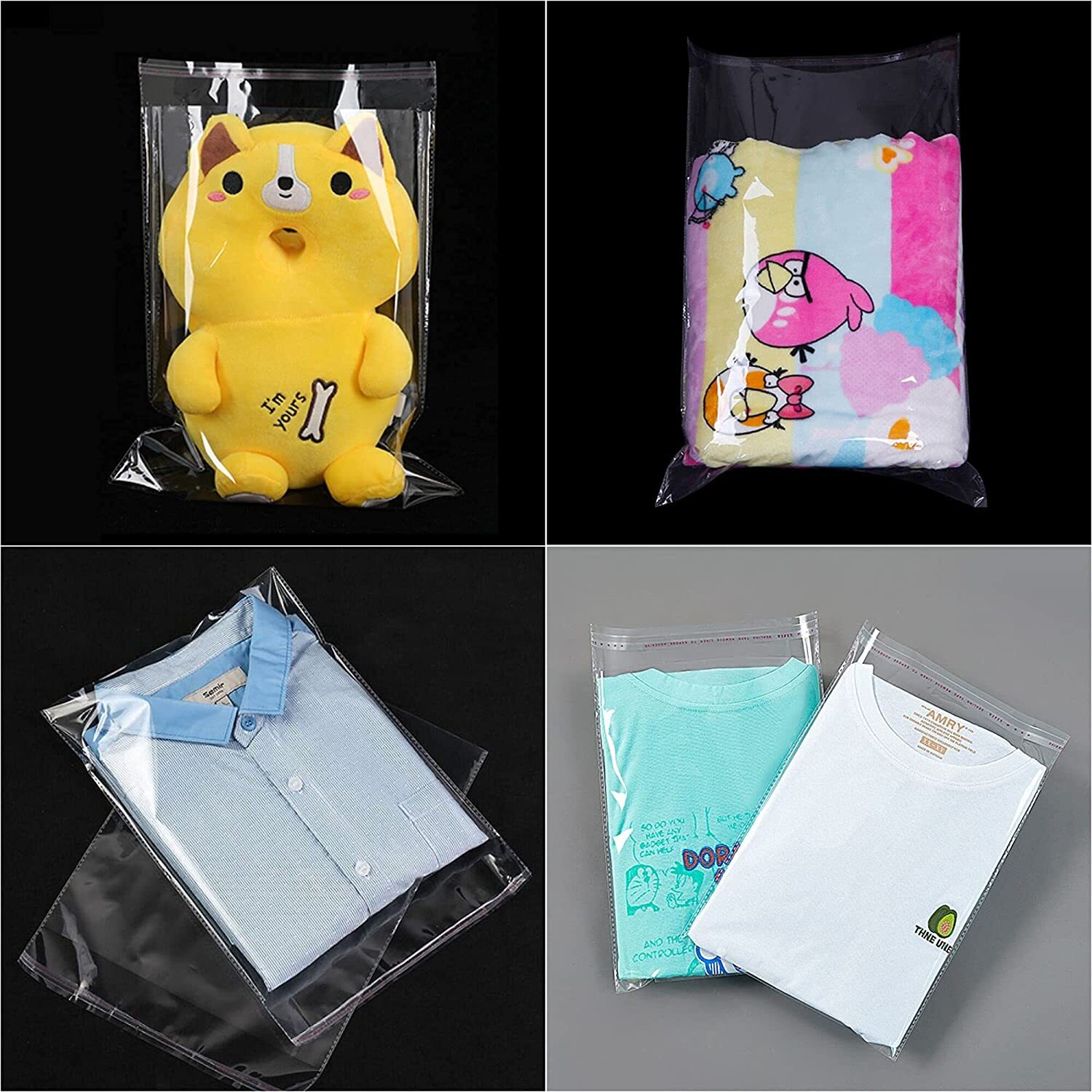200 Clear Resealable Recloseable Self Adhesive Cello Tape OPP Poly Plastic Bags