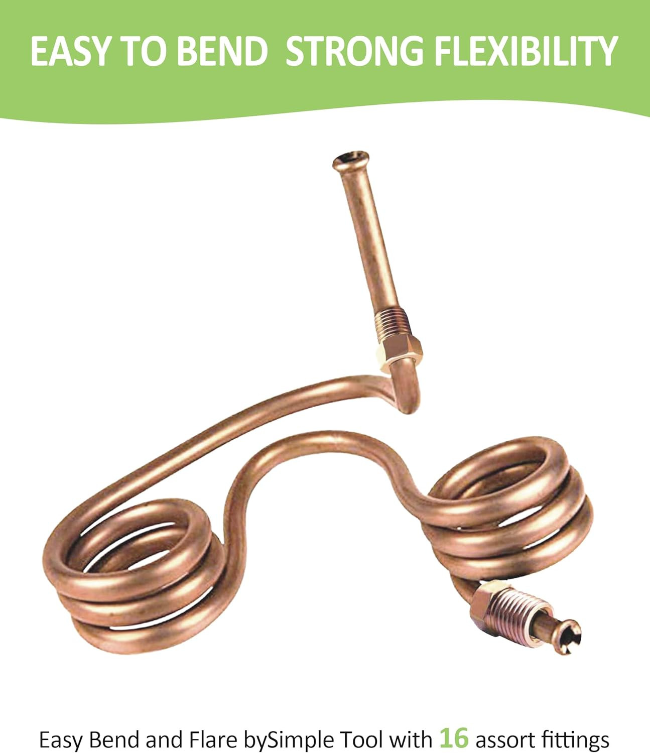 25 Ft. 3/16 OD Copper Nickel Brake Line Tubing Coil and Fitting Kit, 25 Ft of 3/