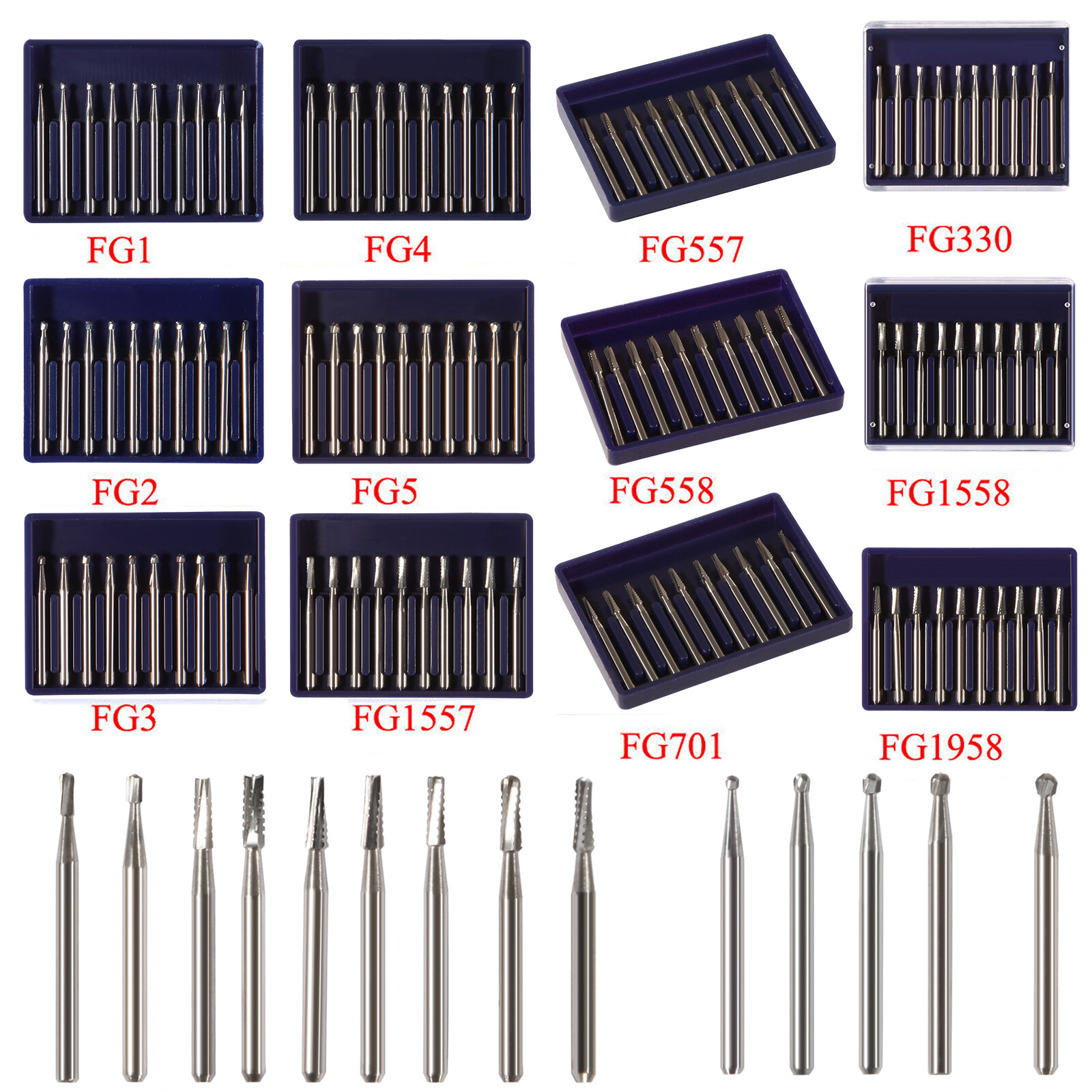 10-100 PCS Dental Lab Clinic Burs Shank Carbide Round Friction Grip FG Bur pa