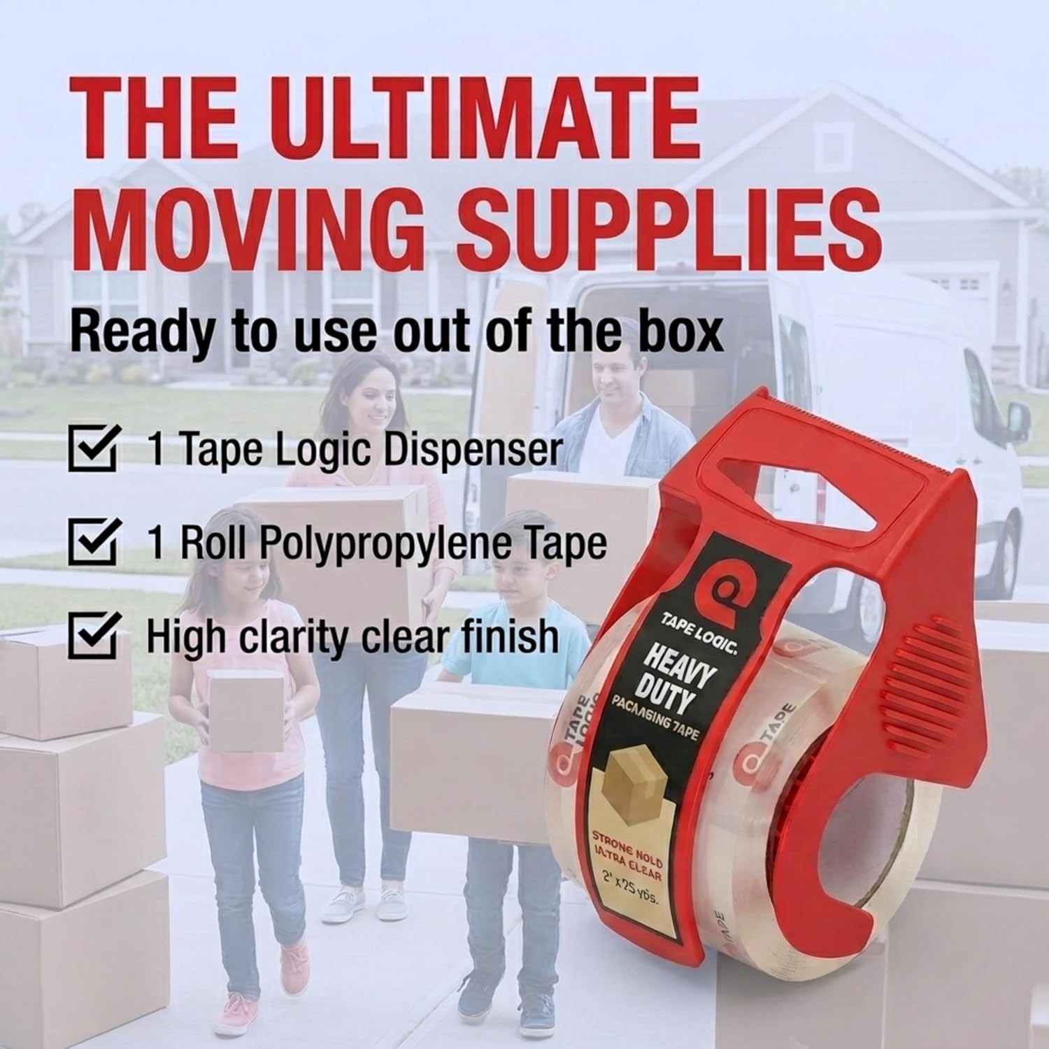 Heavy Duty Packing Tape with Dispenser 2 Pack – 2.6 Mil Thick Clear Shipping …