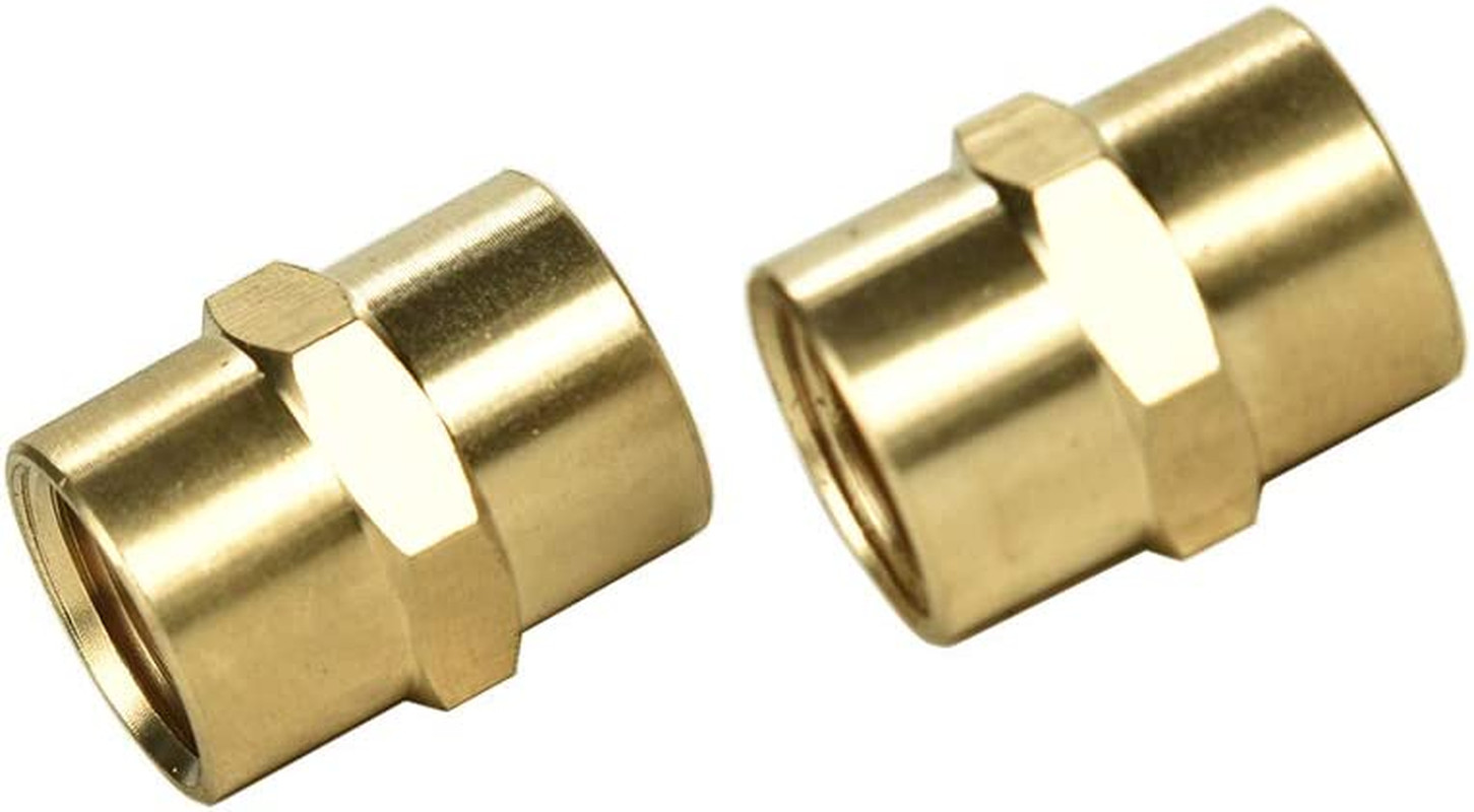 2 Pack 1/4″ X 1/4″ NPT Coupler, Brass Female Pipe Fitting (1/4″ X 1/4″ NPT Femal