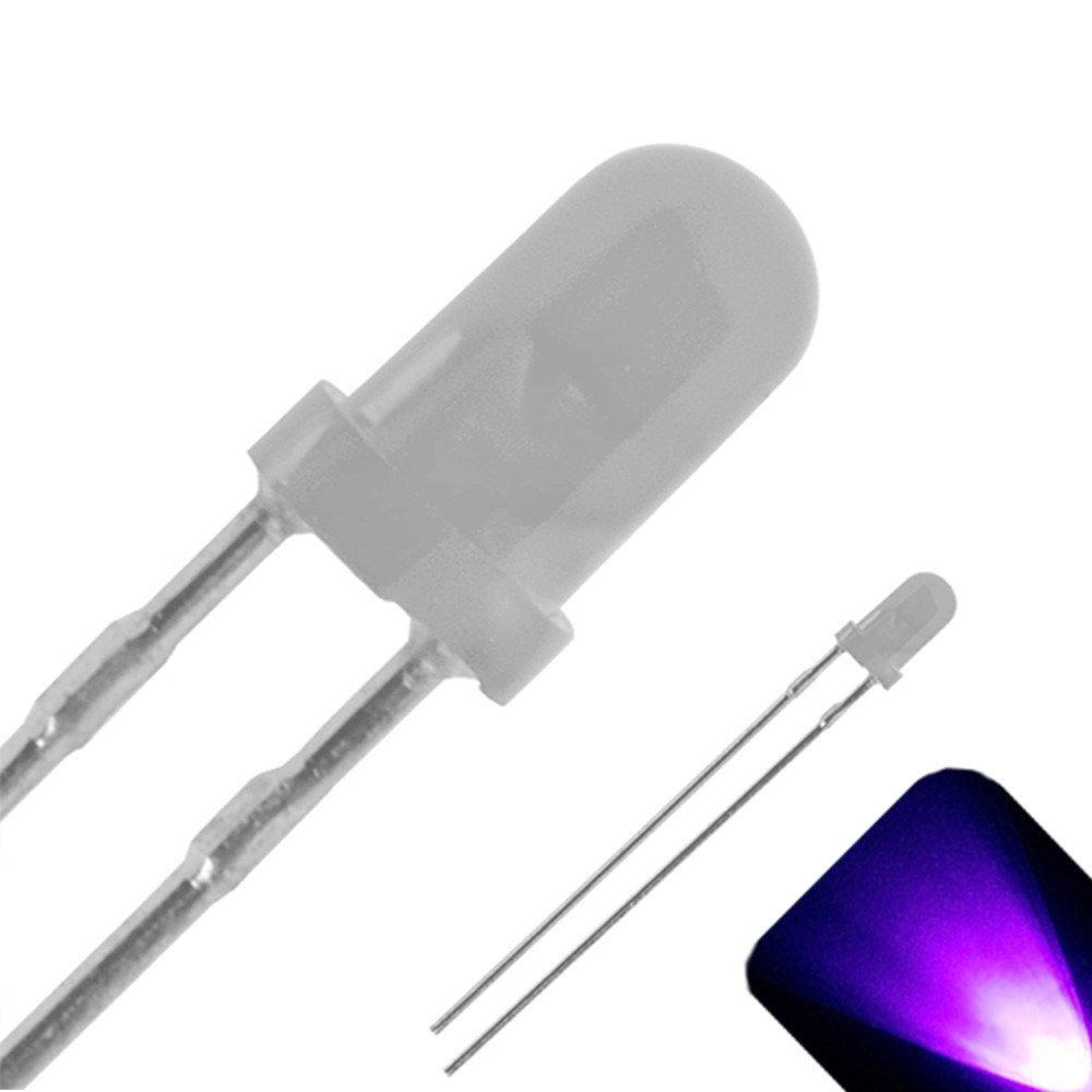 10 x 3mm Diffused Frosted Milky Lens LED UV / Purple Ultra Bright Lights Plane
