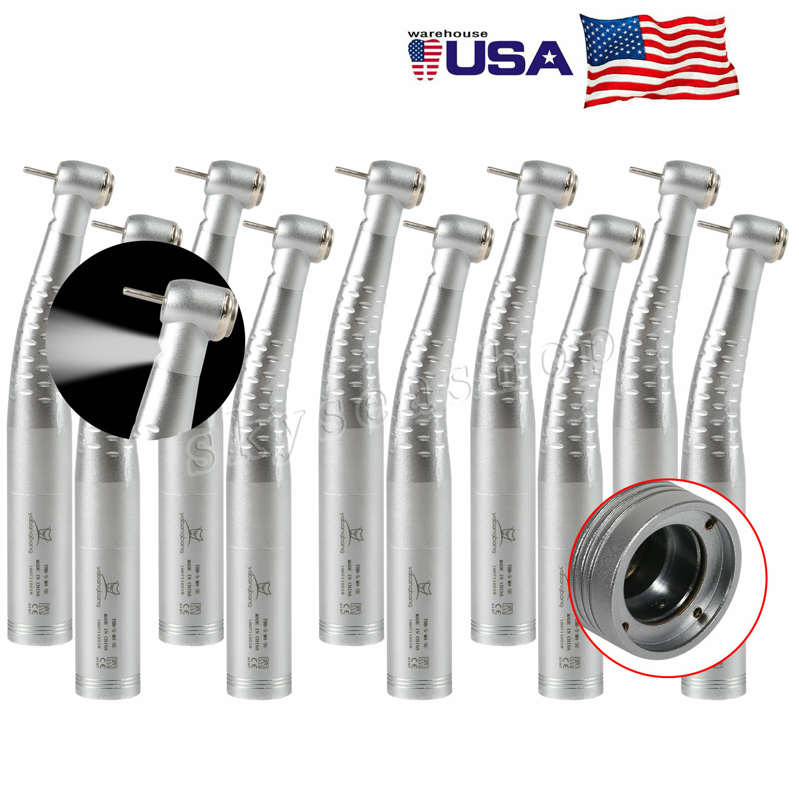 Turbina Dental Fiber Optic LED High Speed Handpiece fit KAV Coupling 4/6Hole