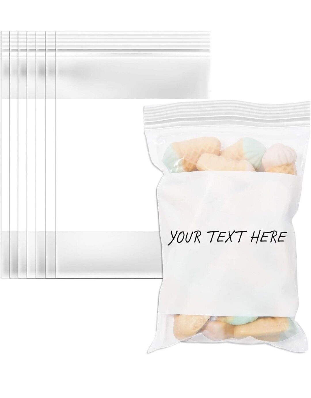 500/PCS White Block 5″x5″ Clear Reclosable Seal Bag Plastic Zip Lock Bags 2Mil