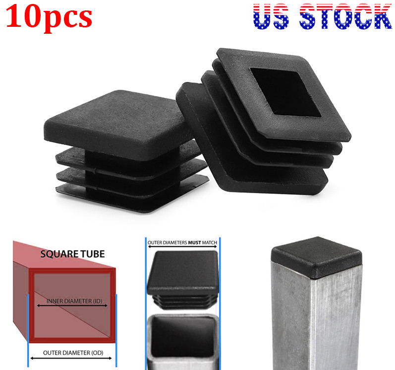 10X 1″ 1×1 inch Square Tube Hole Plug End Cap Leg Table Glides Feet Tips Inserts