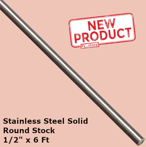 Stainless Steel Round Rod 1/2″ x 6 Feet 416 Unpolished Solid Stock 72″ Length
