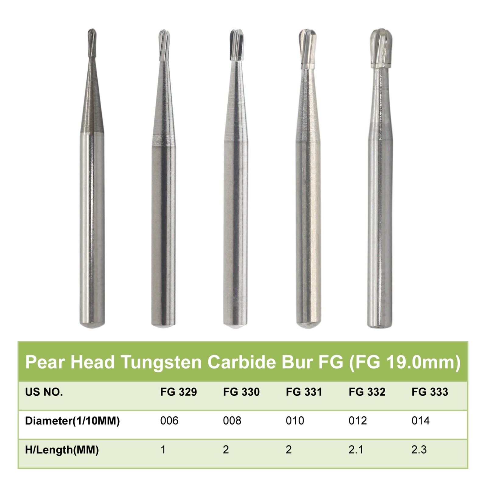 Wave Dental Carbide Burs High Speed Friction Grip 19mm Surgical FGOS FG 25mm