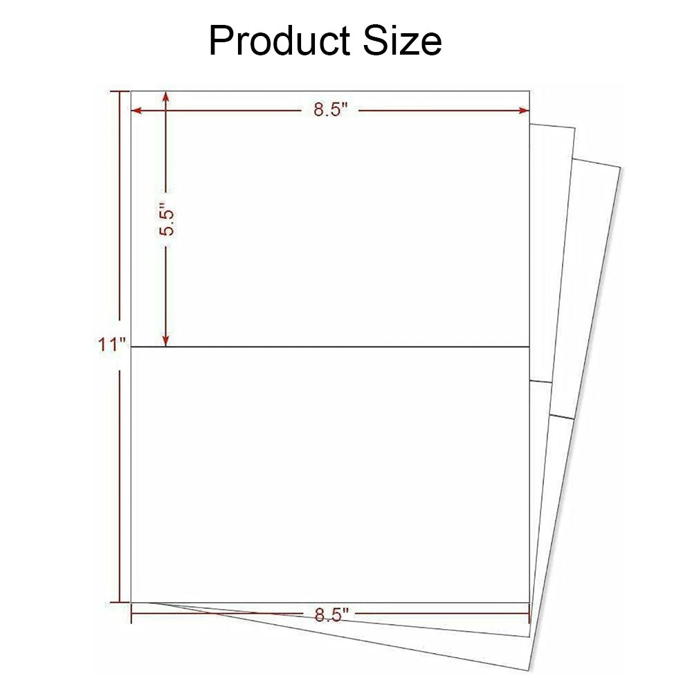 50-1000 Shipping Labels 8.5″ x 5.5″ Half Sheets Self Adhesive 2 Per 8.5×11 Sheet