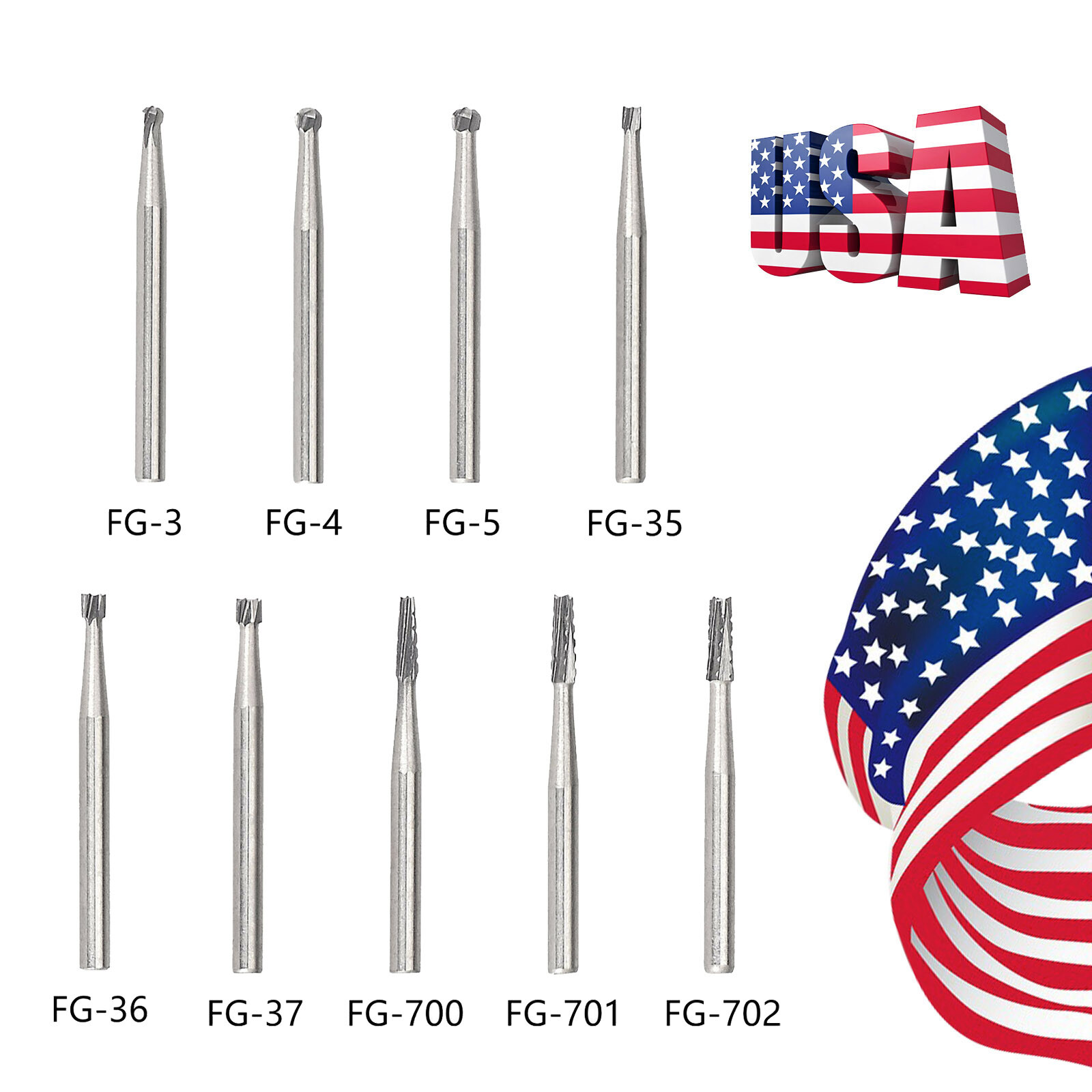 10-100pcs Dental Round Carbide Steel FG Drills Burs for High Speed Handpiece