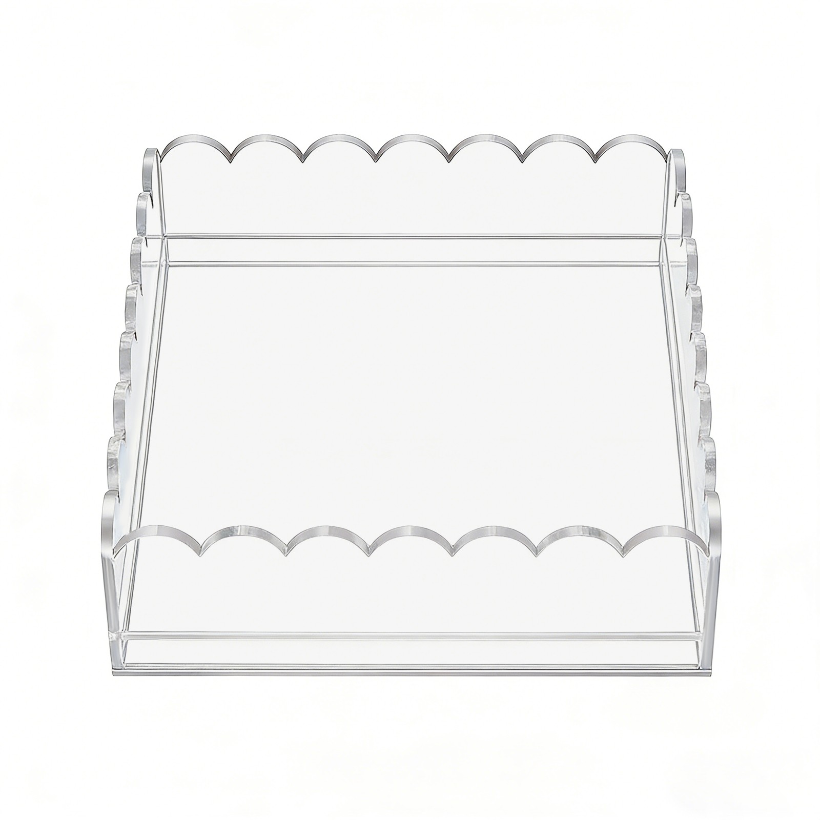 Clear Acrylic Tray for Insert Needlepoint Rectangle Scalloped Acrylic Tray NEW
