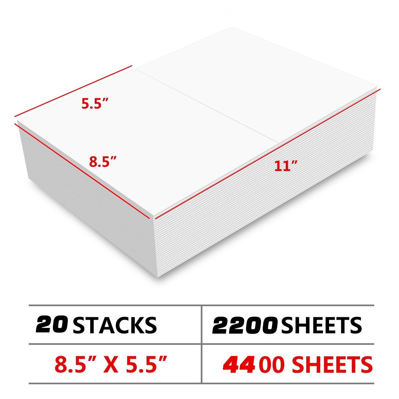 Shipping Labels 2 Per Sheet 8.5 x 5.5″ Half Sheets Blank Self Adhesive 220-4400