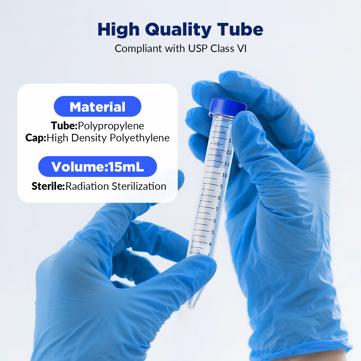 50-1000pcs 15ml Centrifuge Tubes Conical Bottom Screw Caps Polypropylene Sterile