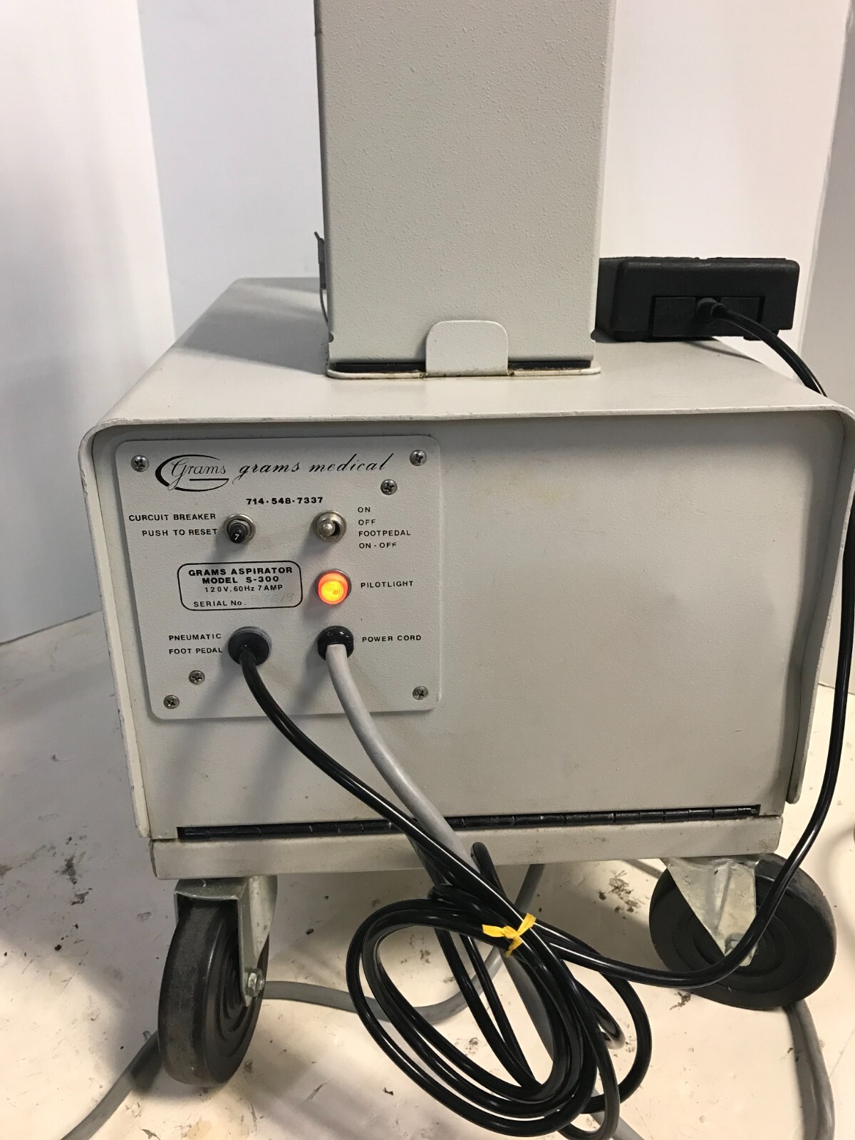 Grams Medical Aspirator S-300 with Foot Pedal TESTED with 30 days Warranty