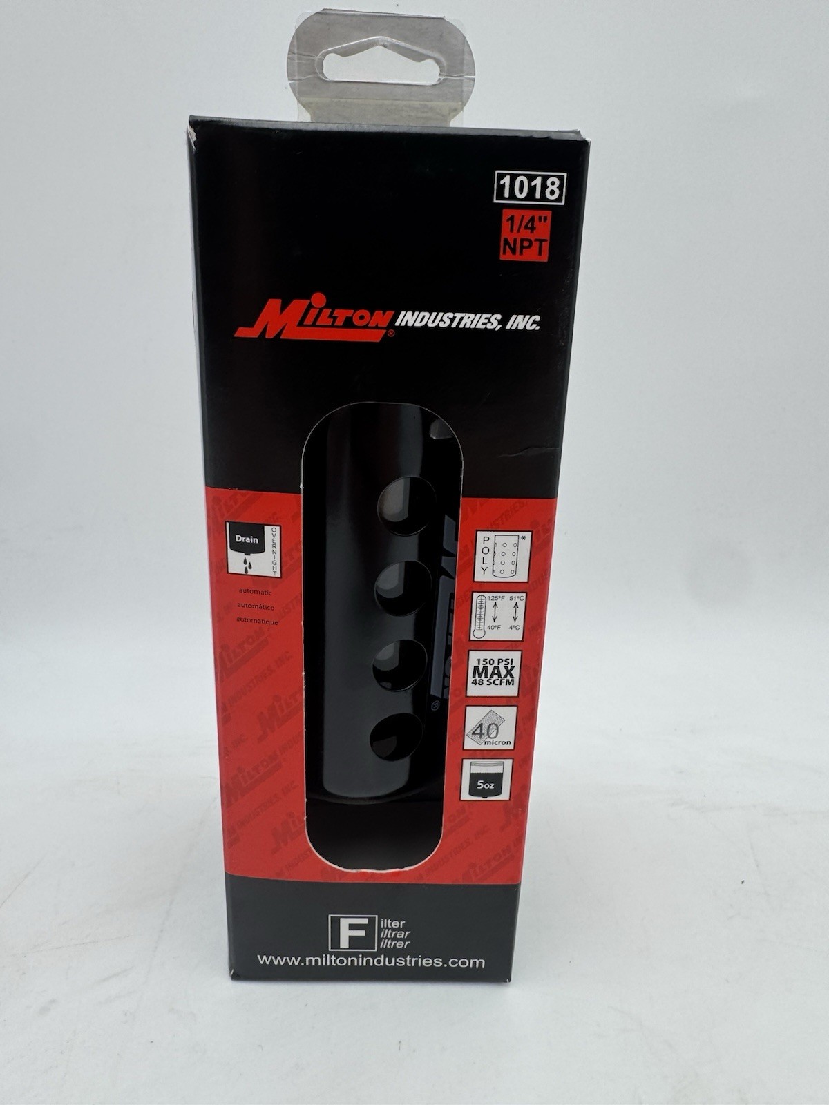 Milton 1018 1/4″ NPT Polycarbonate FRL Micro Filter, United States