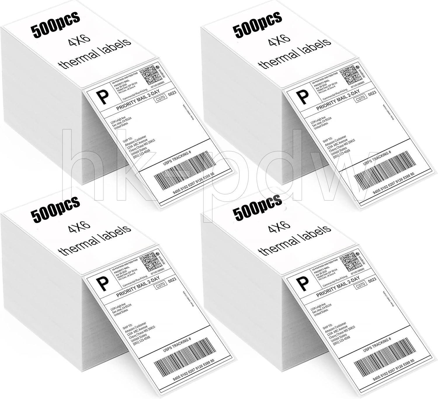 500/Stack 4×6 Fanfold Direct Thermal Shipping Labels Perforated Mailing Labels
