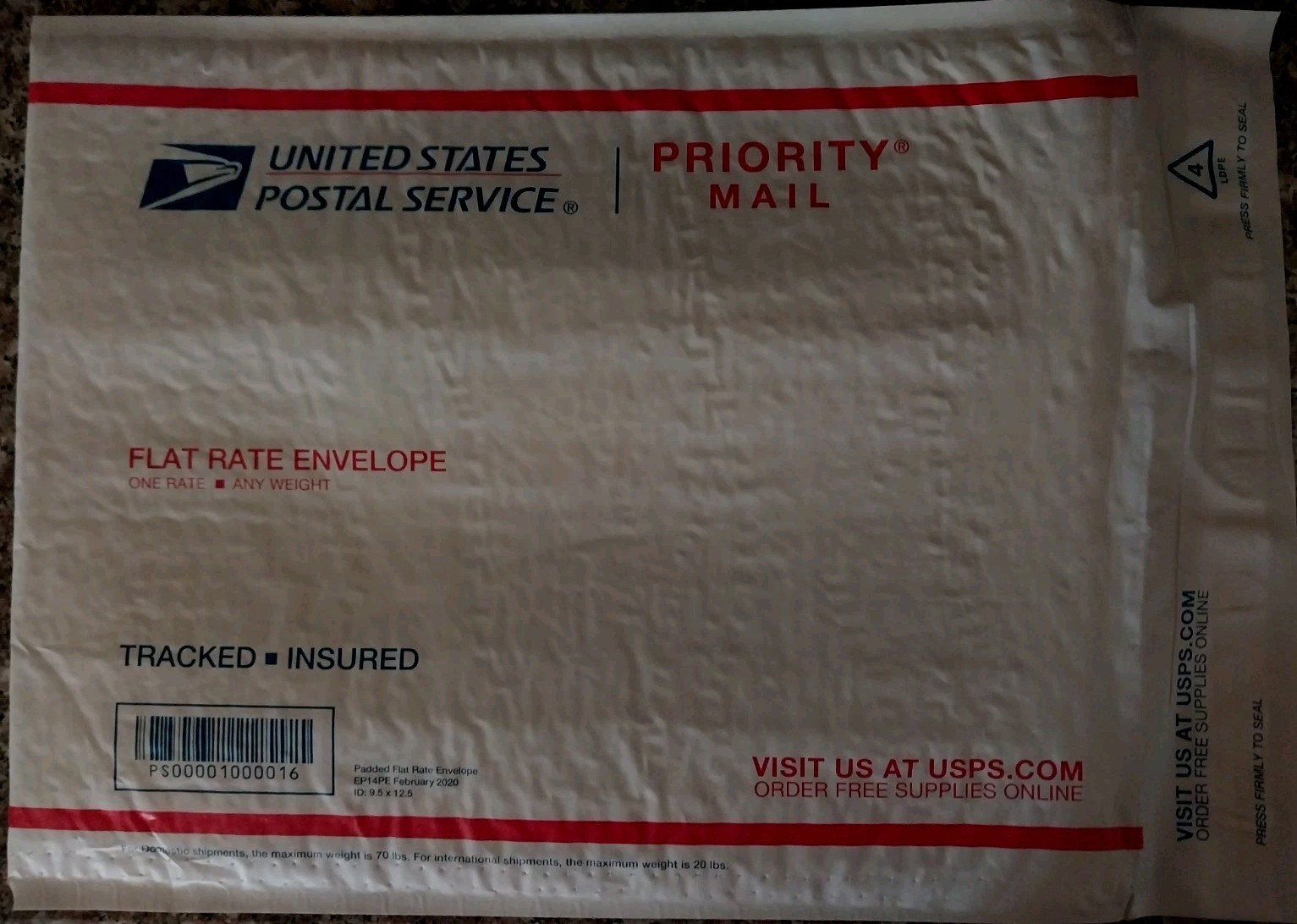 Flat Rate Envelope Priority Mail USPS United States Postal Service 10×12 Padded