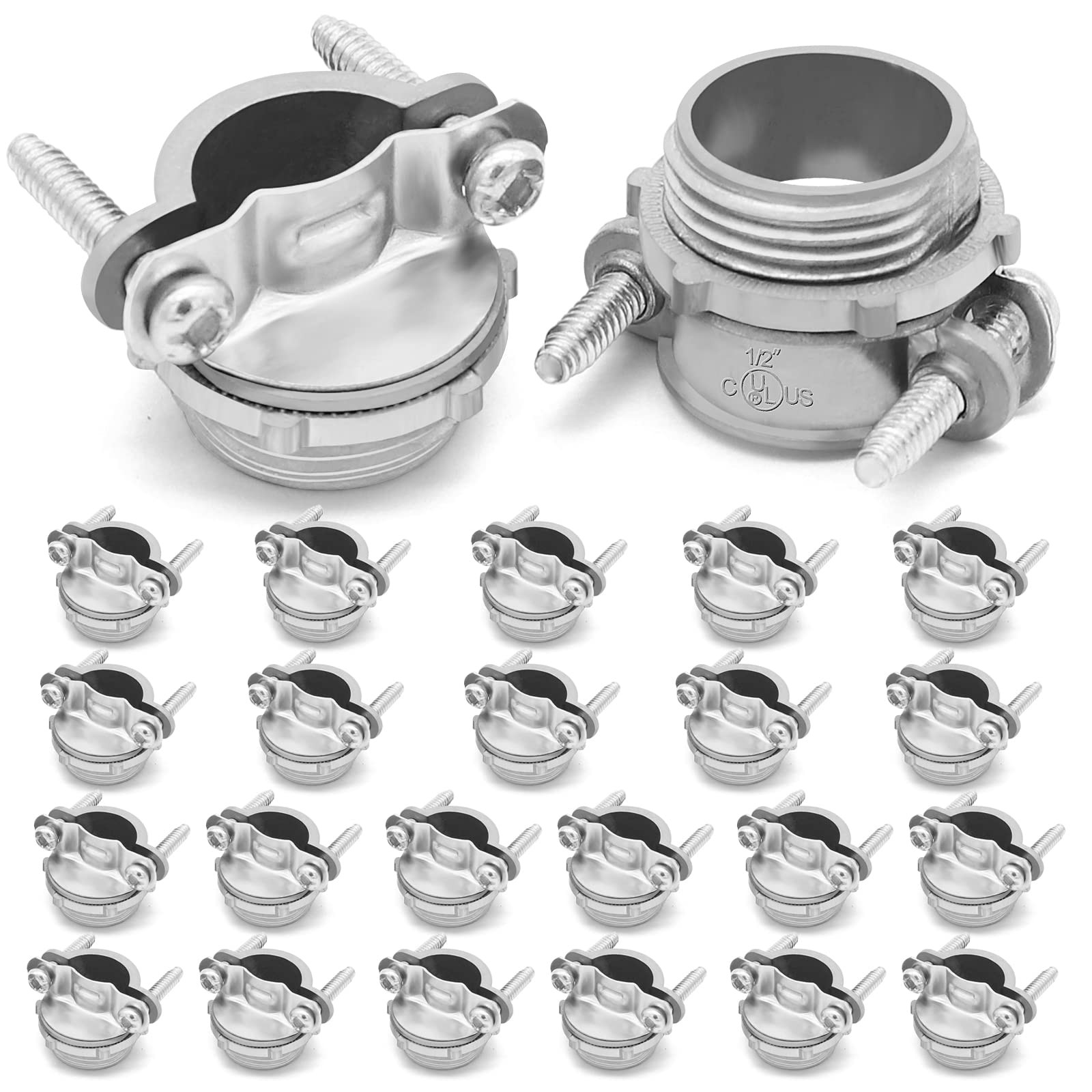 24pcs 1/2Inch Clamp Type Cable Connectors for Metallic Conduit Protect Cables…