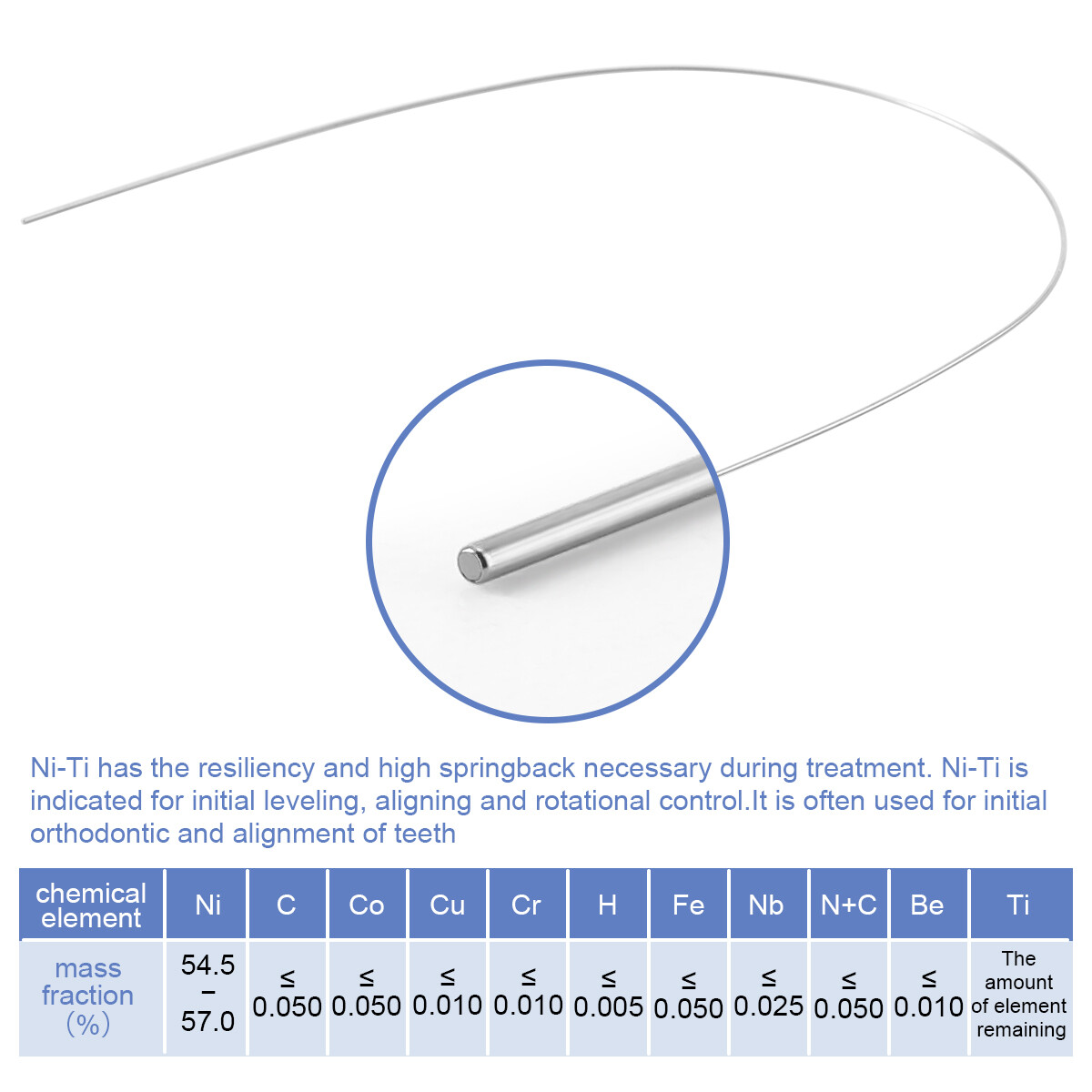 AZDENT Dental Orthodontic Super Elastic Niti Round Arch Wires Nature Form FDA