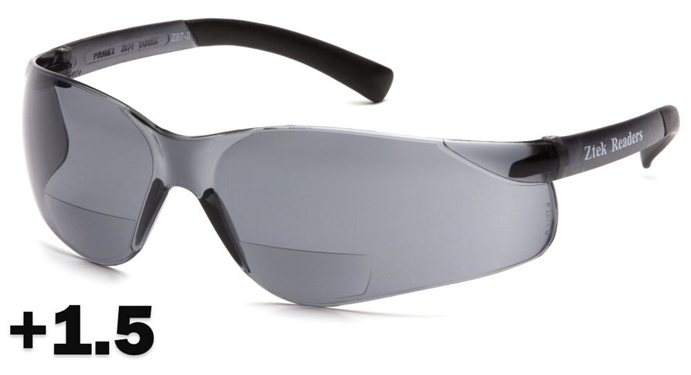 Pyramex Ztek Bifocal Reader Safety Glasses with 1.5 Smoke Lens