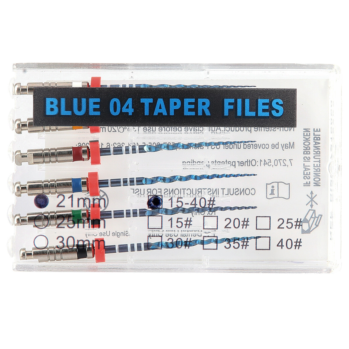 Limas Niti V Blue para Endodoncia – Rotatorias para Motor, 21mm / 25mm
