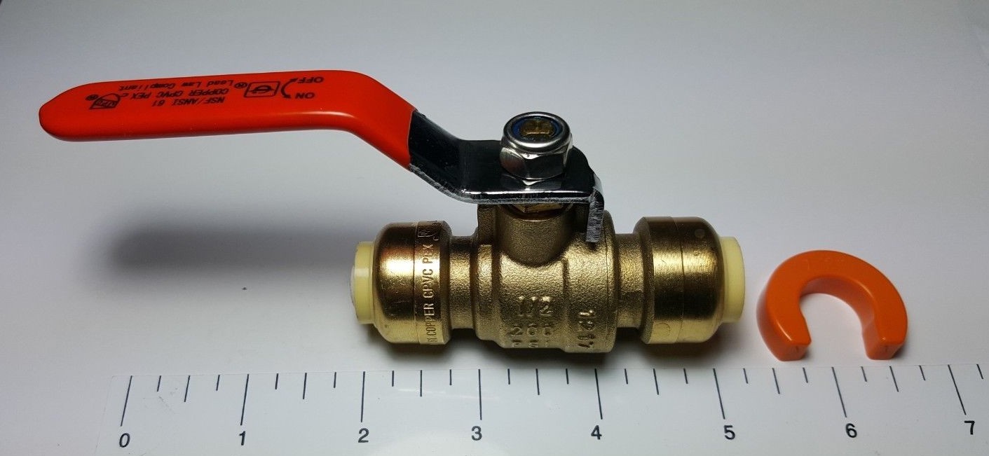 1 PIECE 1/2″ PUSH FIT BALL VALVE WITH REMOVING CLIP
