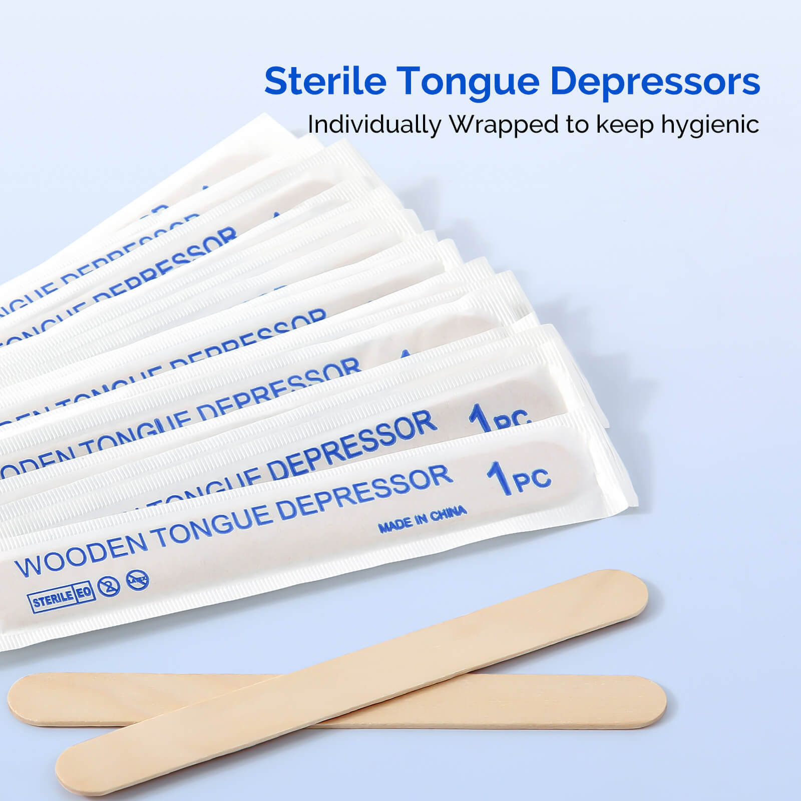 200pcs Wooden Tongue Depressors 6” Sterile Individually Wrapped Medical Purpose