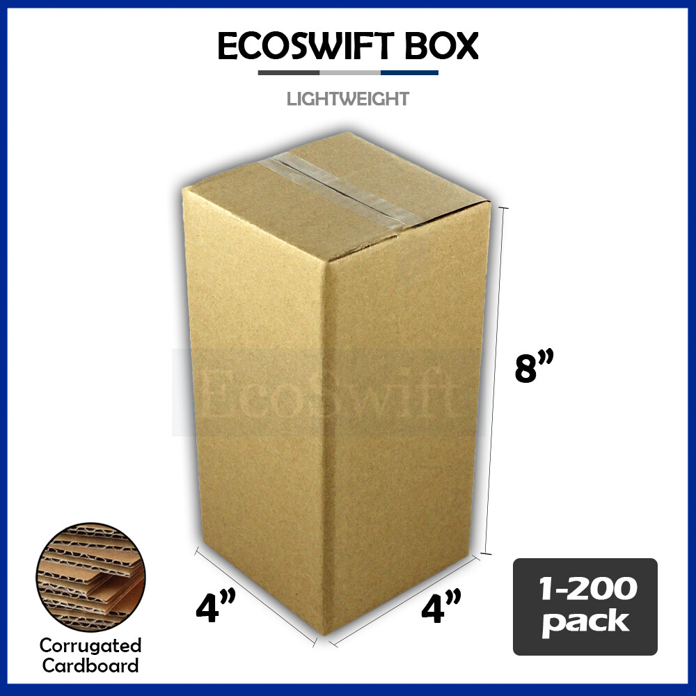 1-200 4x4x8 “EcoSwift” Cardboard Packing Mailing Shipping Corrugated Box Cartons