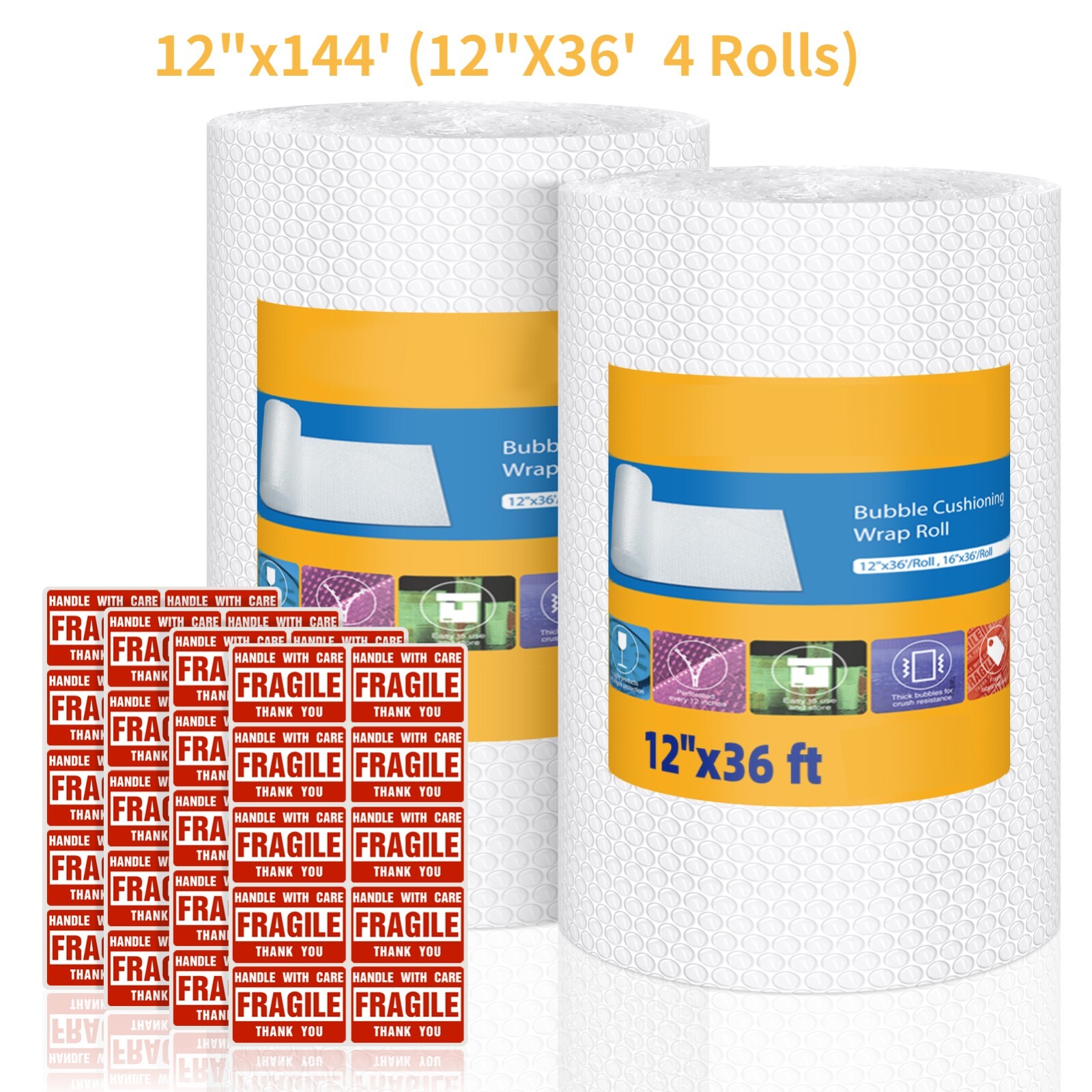 3/16 Small Bubble Cushioning Wrap Padding Roll Perforated Every 12″ Multi Length