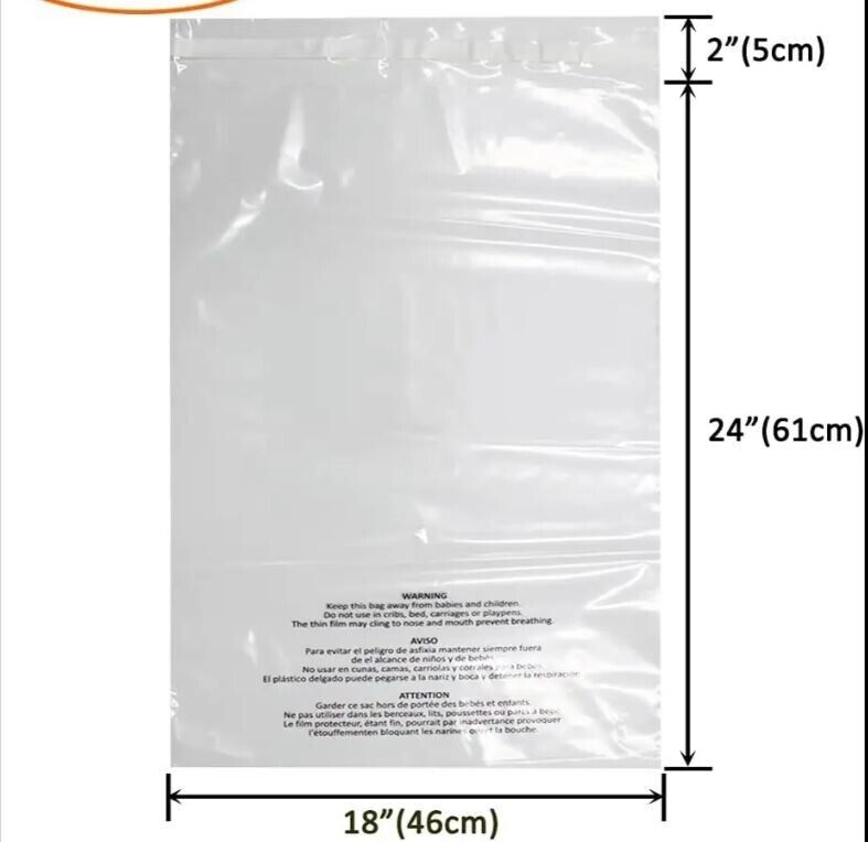 Poly Bags Suffocation Warning Clear Merchandise 1.5 mil For Amazon