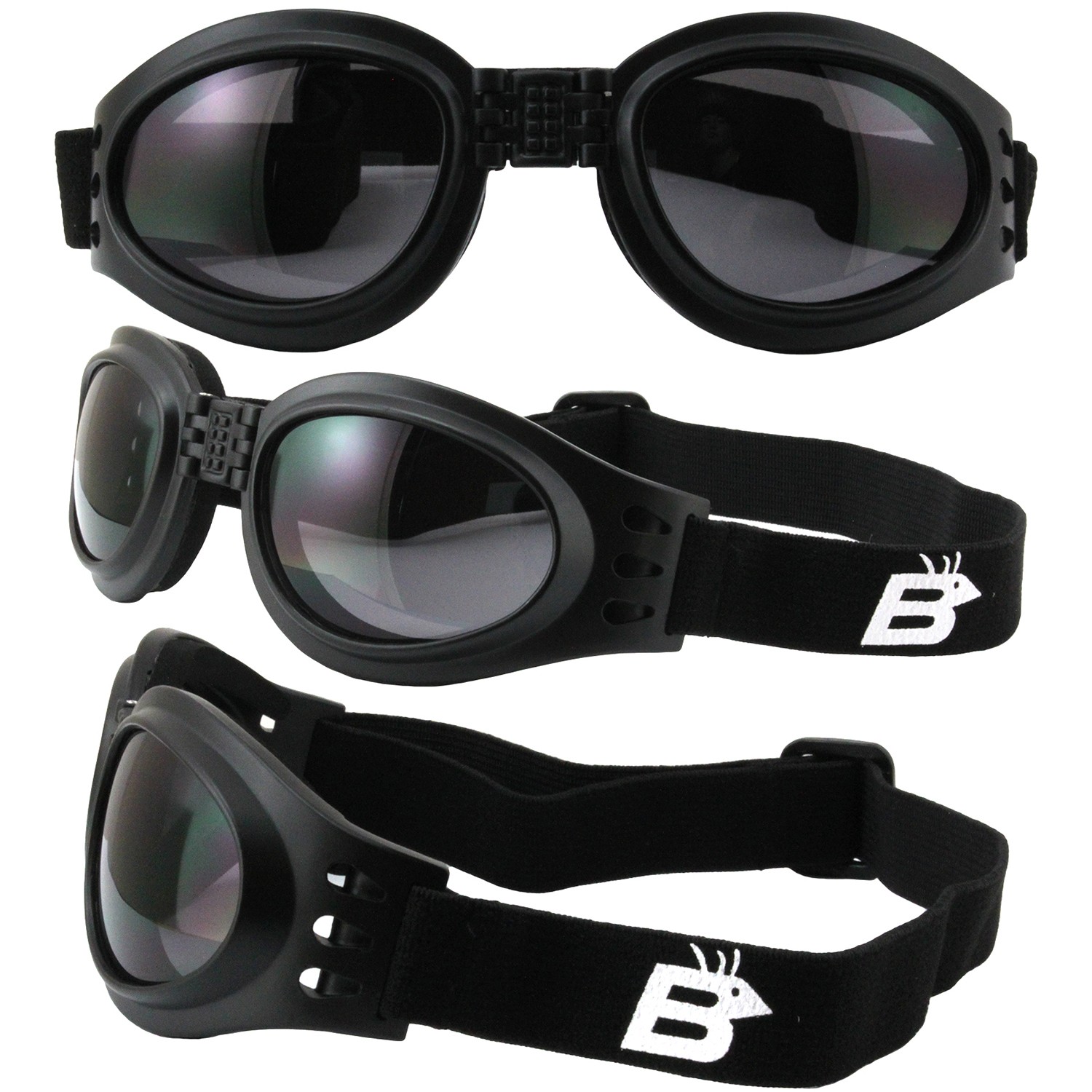 2 Pairs of Birdz Eyewear Parrot Black Padded Goggles Smoke & Purple Lenses
