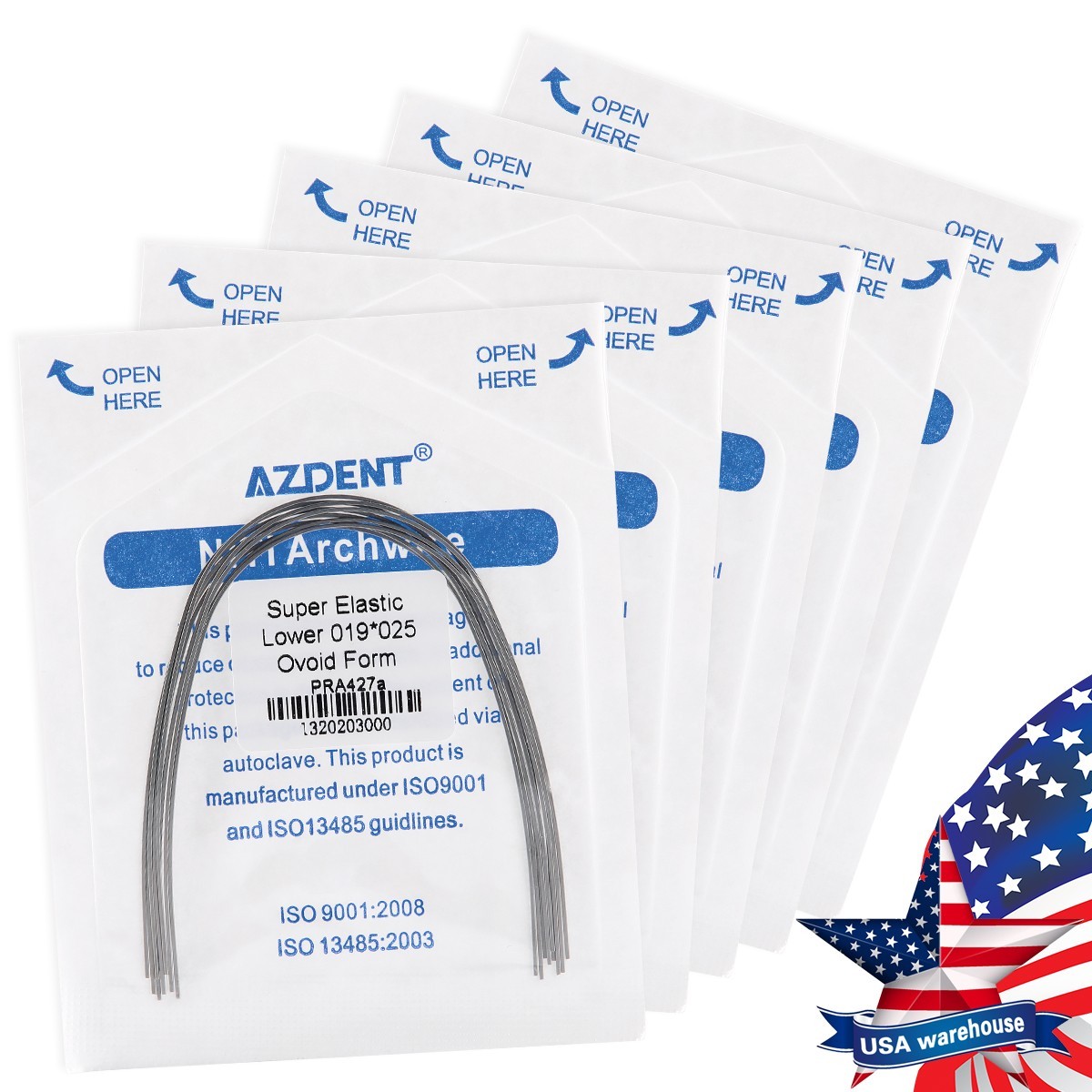 AZDENT Dental Orthodontic Arch Wire Super Elastic NiTi Ovoid Round Rectangular