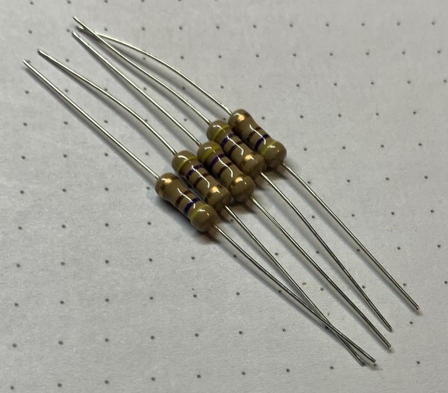470 Ω, 5%, 500 mW (1/2 Watt), Carbon Film Resistor, Unbranded, 5 Each