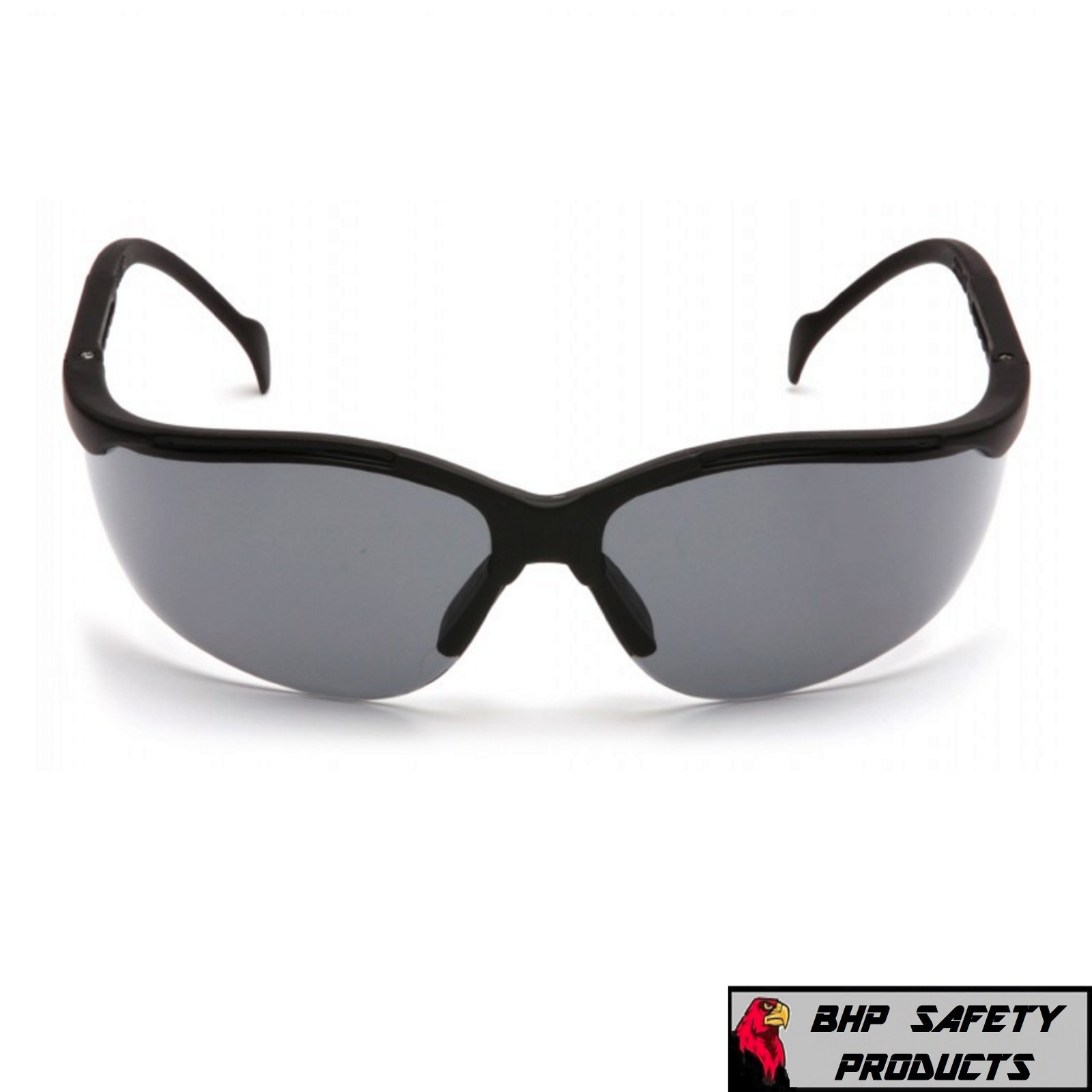 PYRAMEX VENTURE II SAFETY GLASSES BLACK FRAME SMOKE GRAY LENS SB1820S (12 PAIR)
