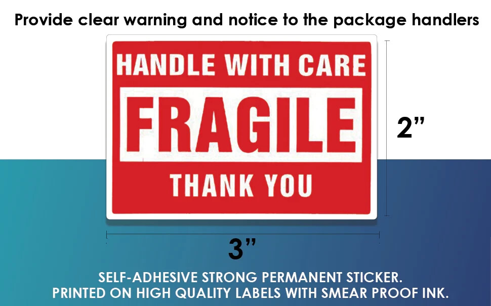 Fragile Stickers 1 Roll 500 2×3 Fragile Label Sticker Handle With Care Mailing