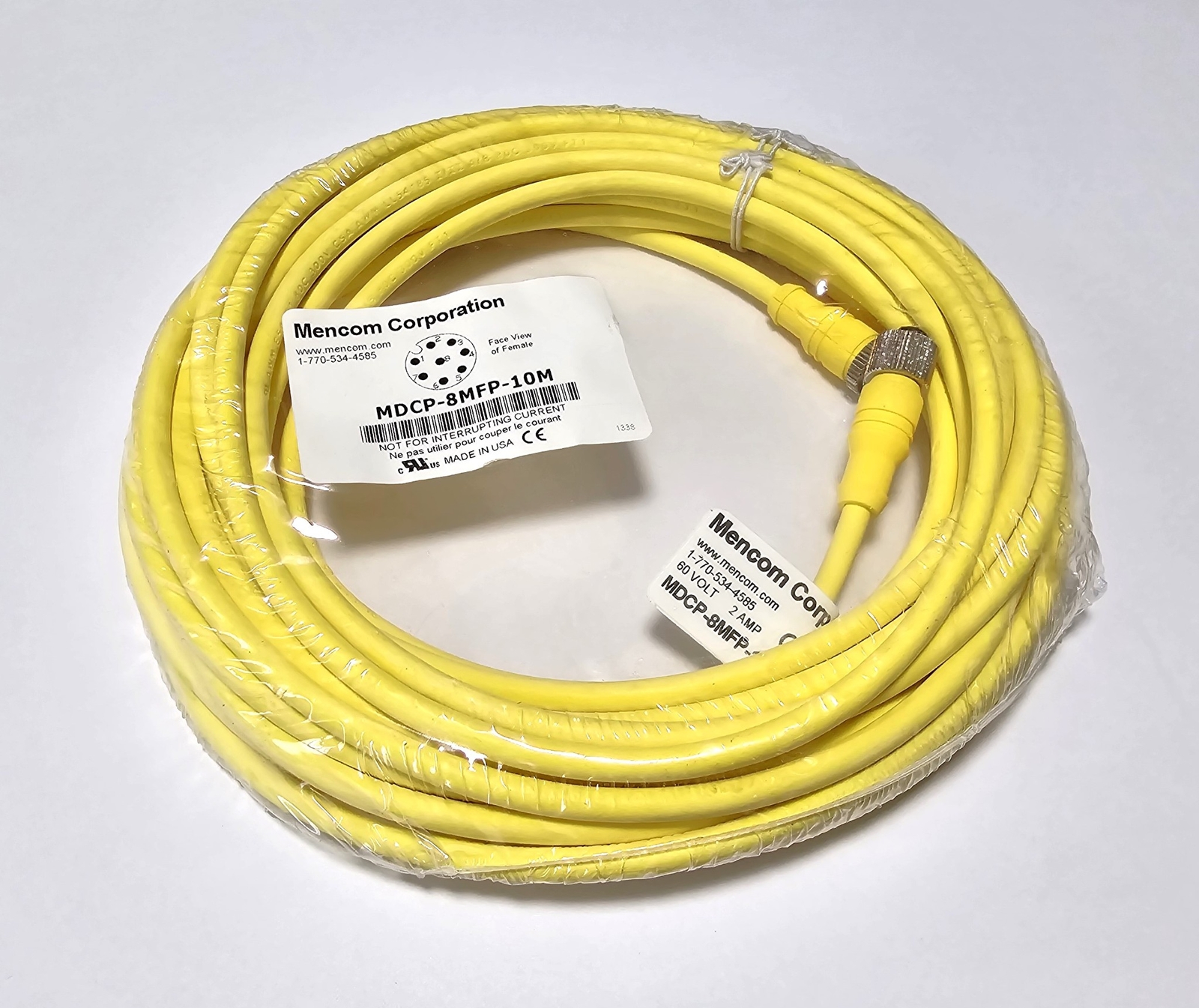 Mencom MDCP-8MFP-10M MDC (M12) Male to Female Shielded 8-Pin 10m Cable – New