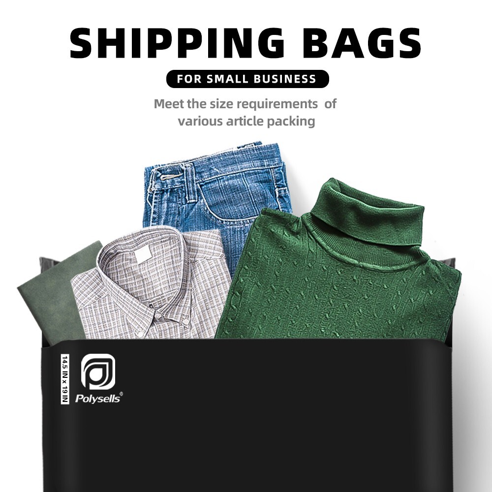 500 14.5×19 Poly Mailer Self Sealing Shipping Mailer Bags Black POLYSELLS