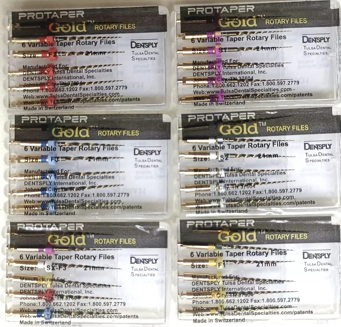 Dentsply Protaper Gold Rotary Files Tulsa Assorted Endodontics 21mm/25mm/31mm