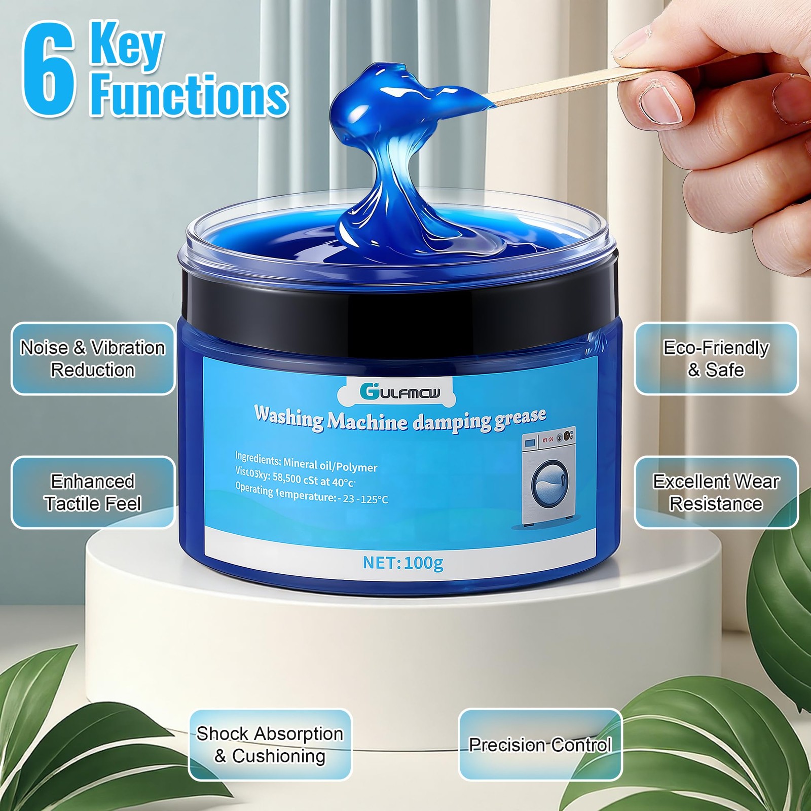Gulfmew 3.5 oz (100g) Washing Machine Damping Grease with 10 Foam